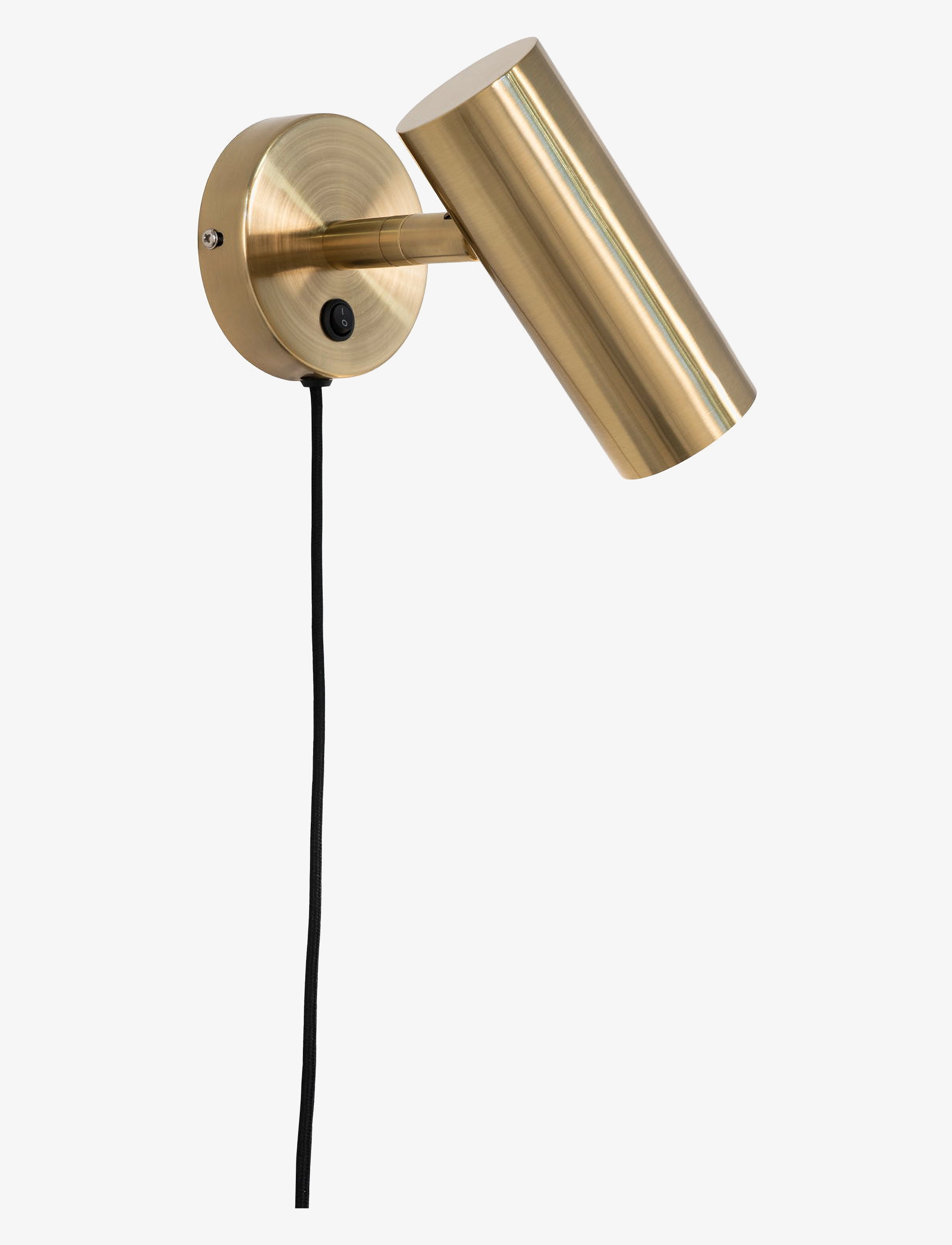 House Nordic Nida Lamp, Brass, 190 Cm Fabric Cord, Væglampe, Guld, Str: 22X10X15CM