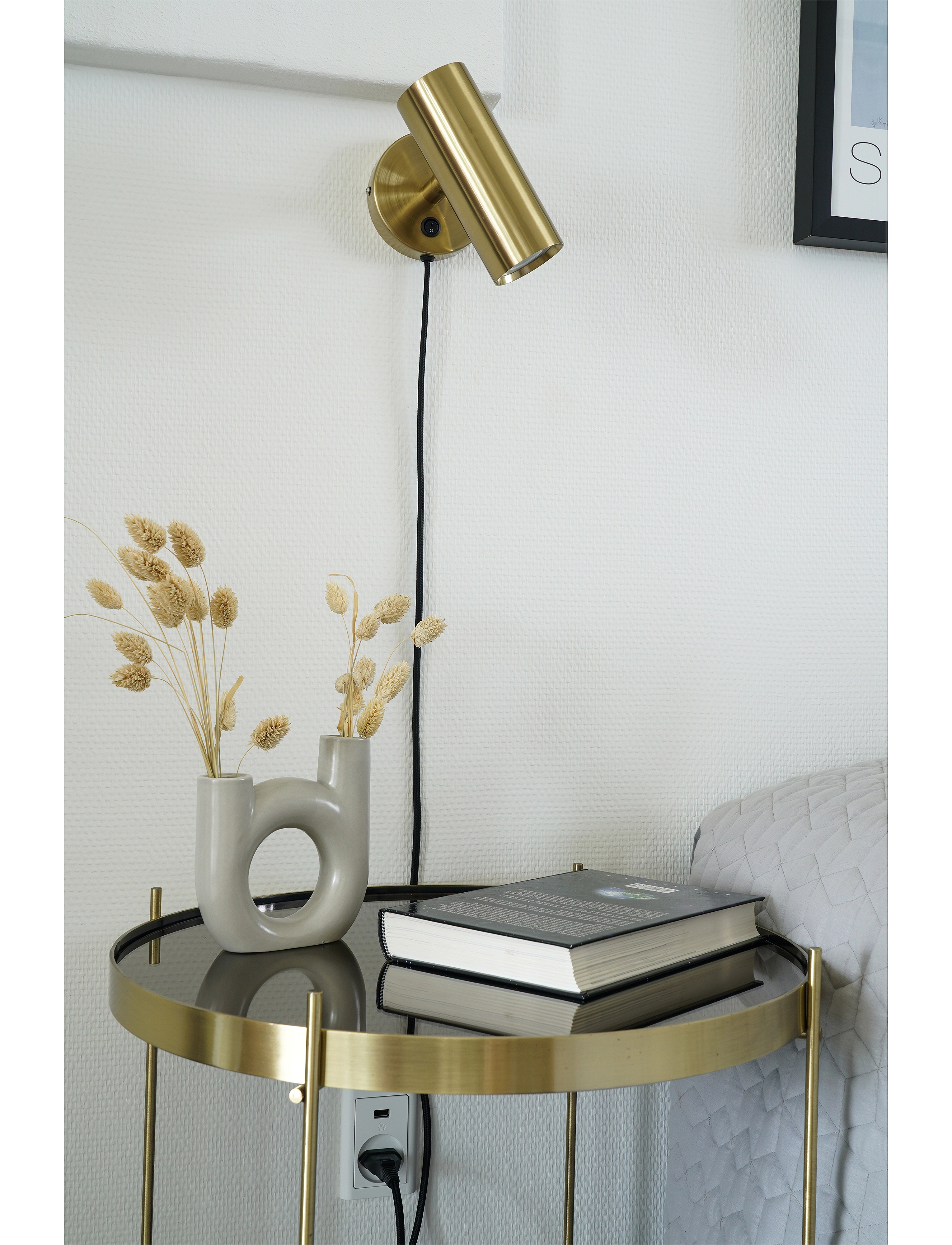 House Nordic Nida Lamp, Brass, 190 Cm Fabric Cord, 22X10X15 cm, Lamps, Gold - Wall Homeware
