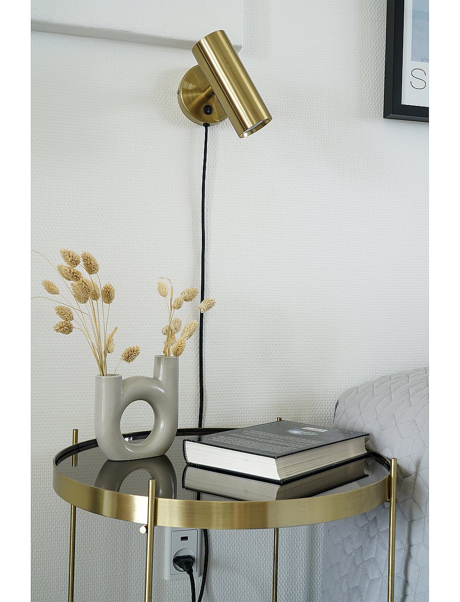 House Nordic - Nida - Lamp, brass, 190 cm fabric cord - sieniniai šviestuvai - brass - 0