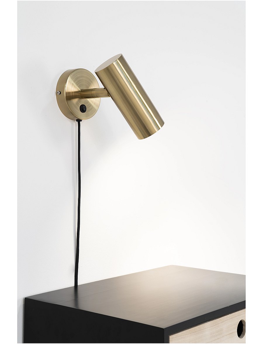 House Nordic - Nida - Lamp, brass, 190 cm fabric cord - sieniniai šviestuvai - brass - 4