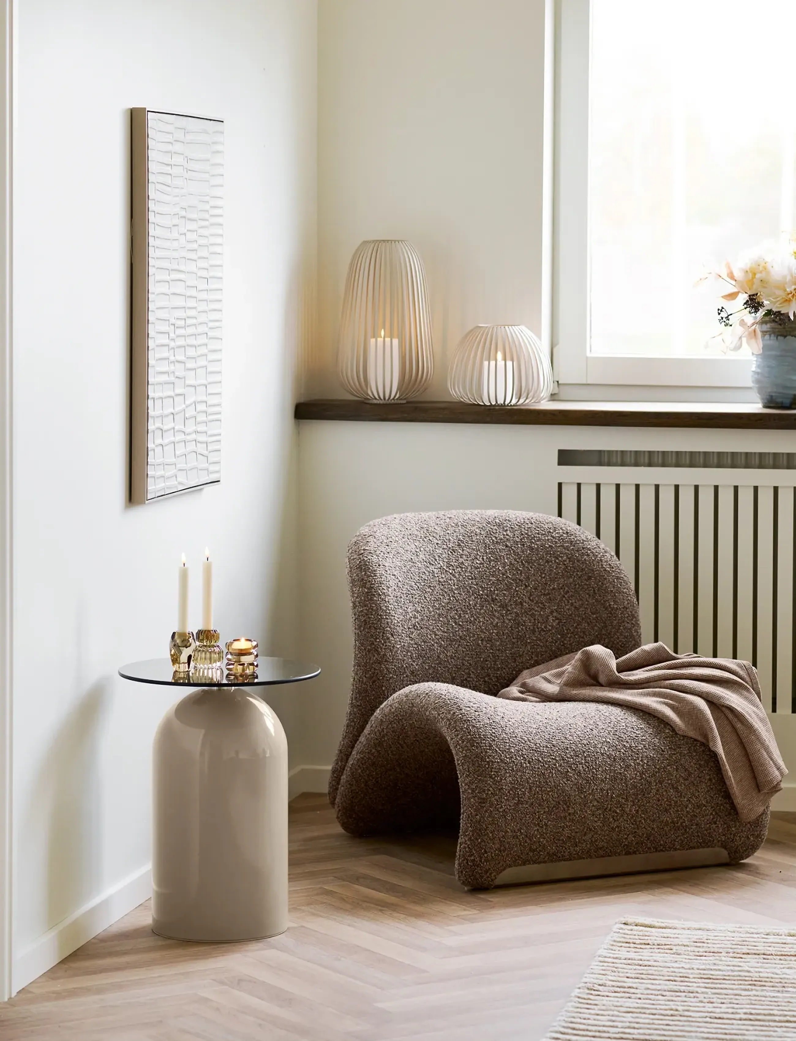 House Nordic Seni, 24.5X24.5X40 cm, Cream, Lysestager & Fyrfadsstager > Indendørs Lanterner, Unisex