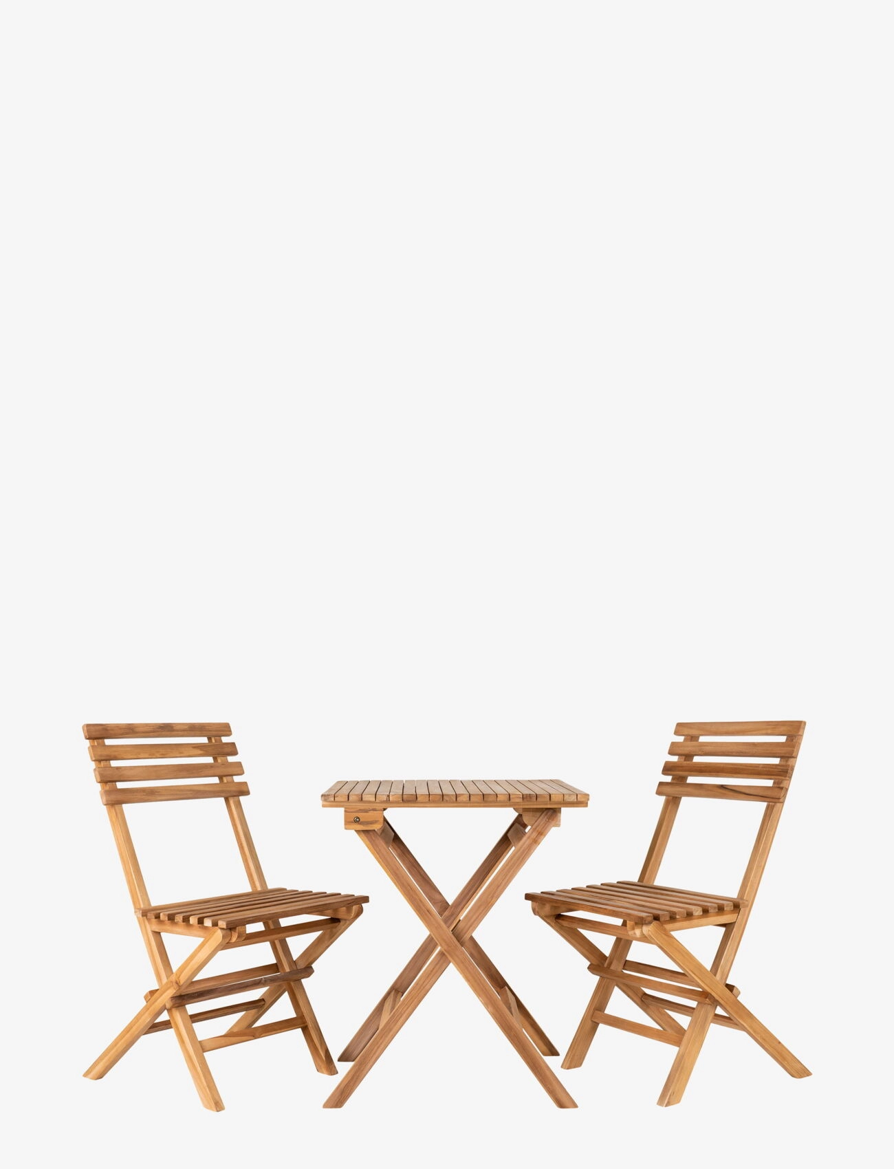 House Nordic Sani Café Set, 2 Chairs And 1 Table, Teak, Nature, Outdoor Seating, Beige, Str: 89X60X60CM
