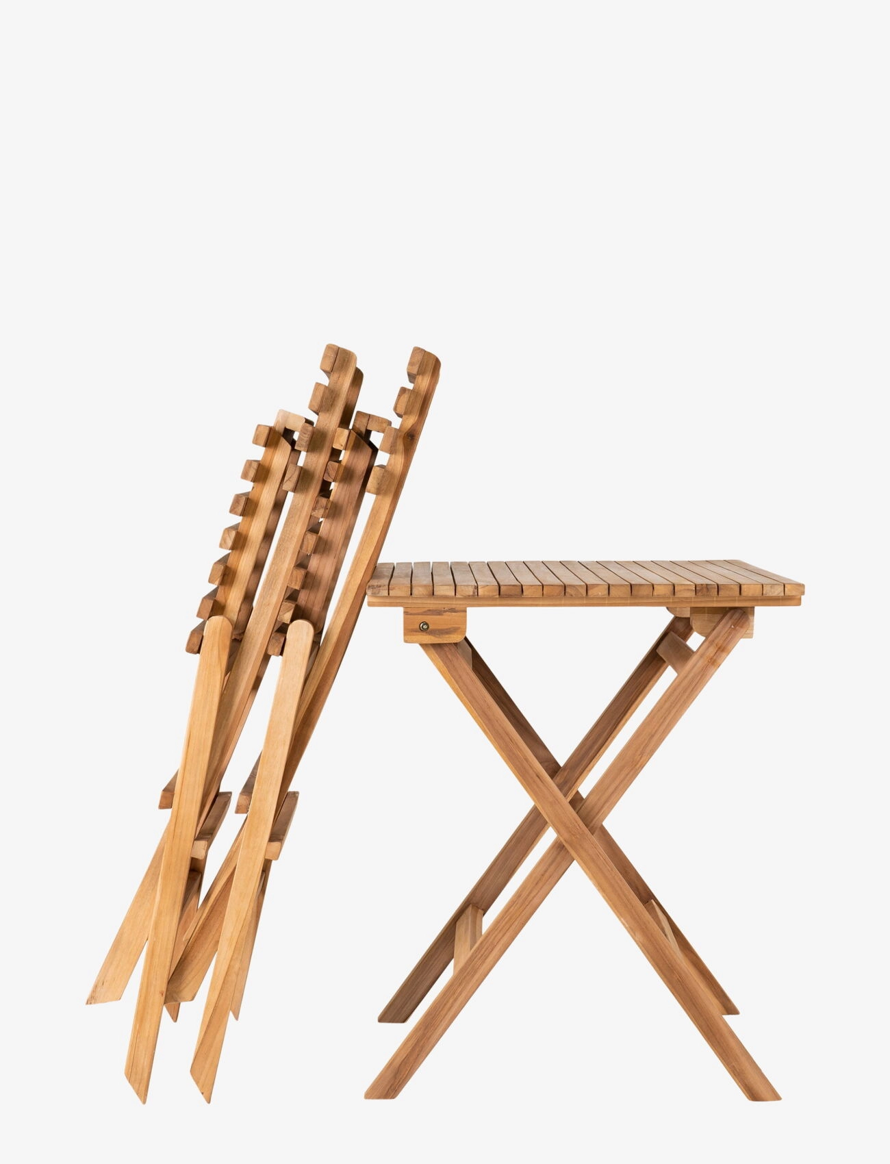 House Nordic - Sani - Café set, 2 chairs and 1 table , teak, nature - möbler - natural - 2