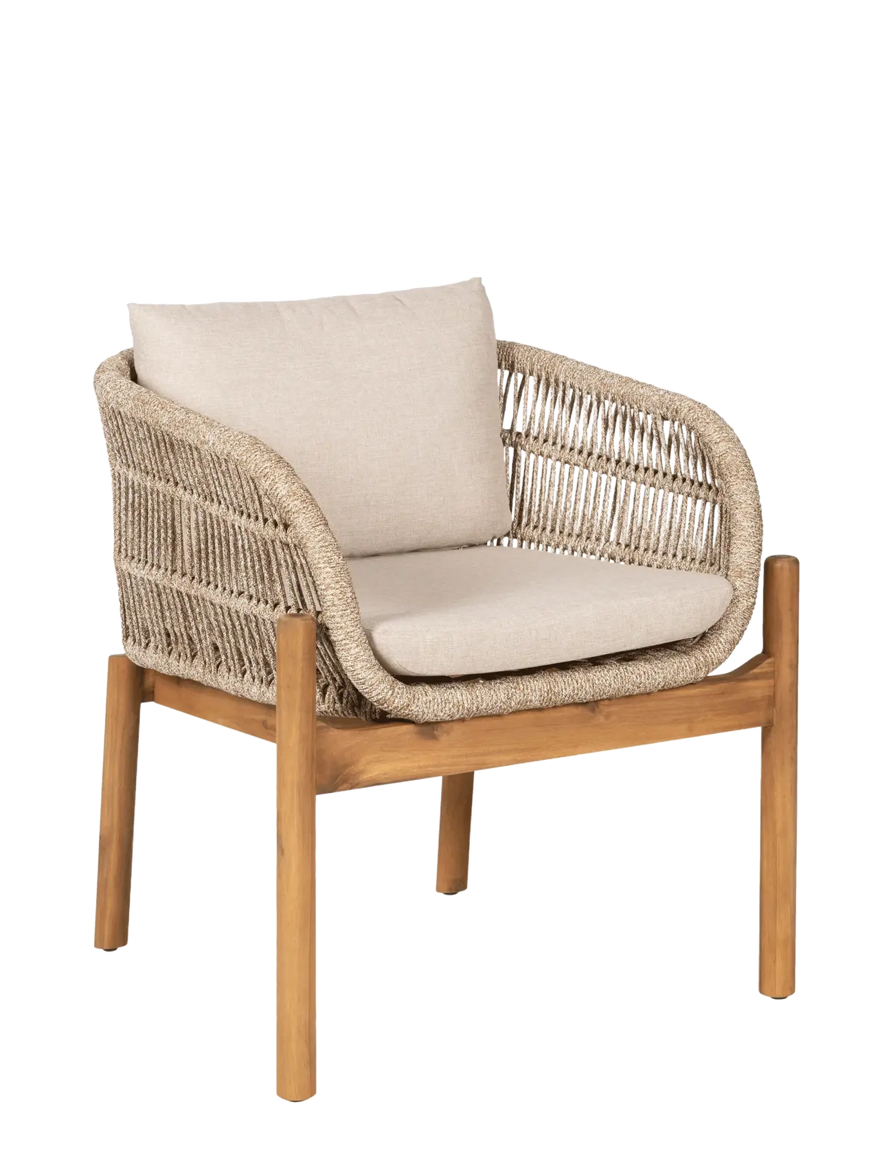 House Nordic Alba - Dining chair, acacia, beige, incl. cushion - Havemøbler - BROWN / BEIGE / brown