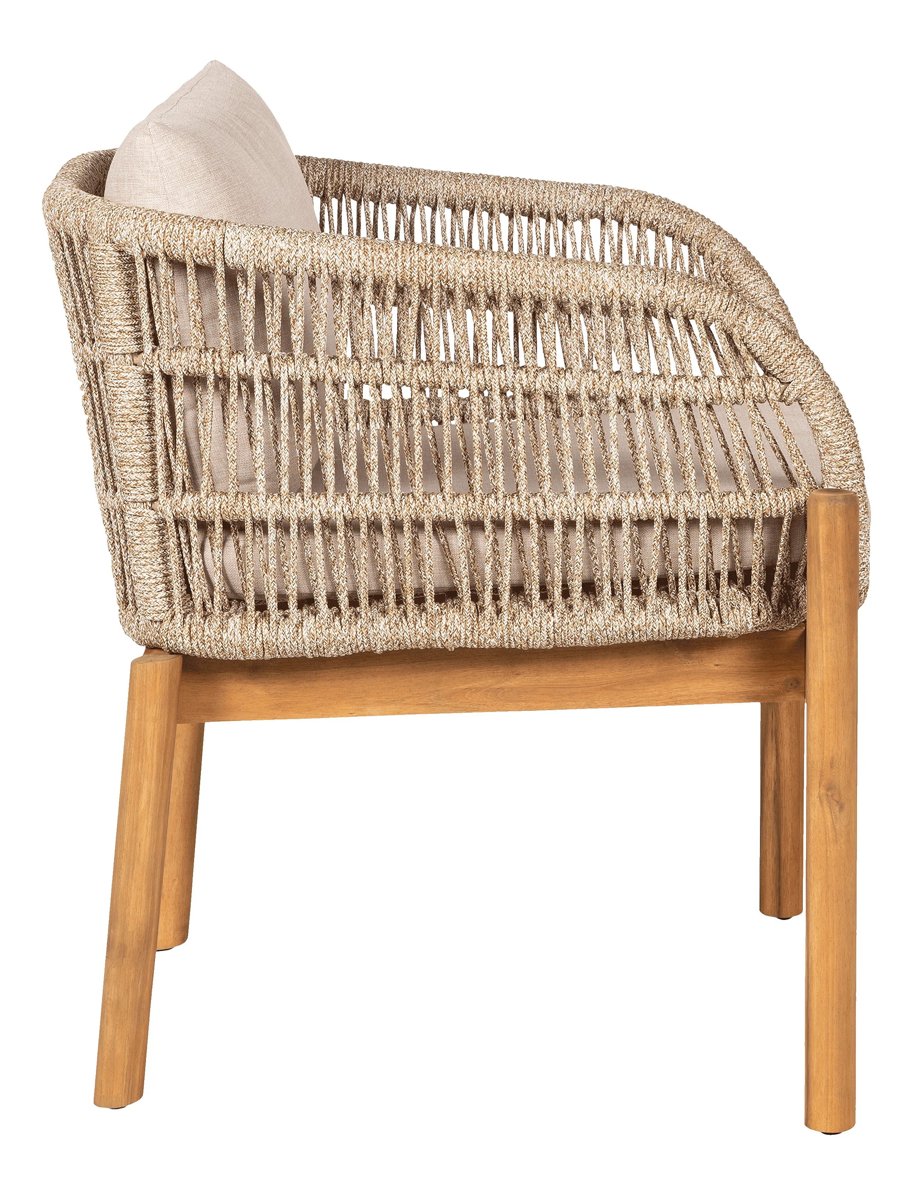 House Nordic - Alba - Dining chair, acacia, beige, incl. cushion - brown / beige - 2