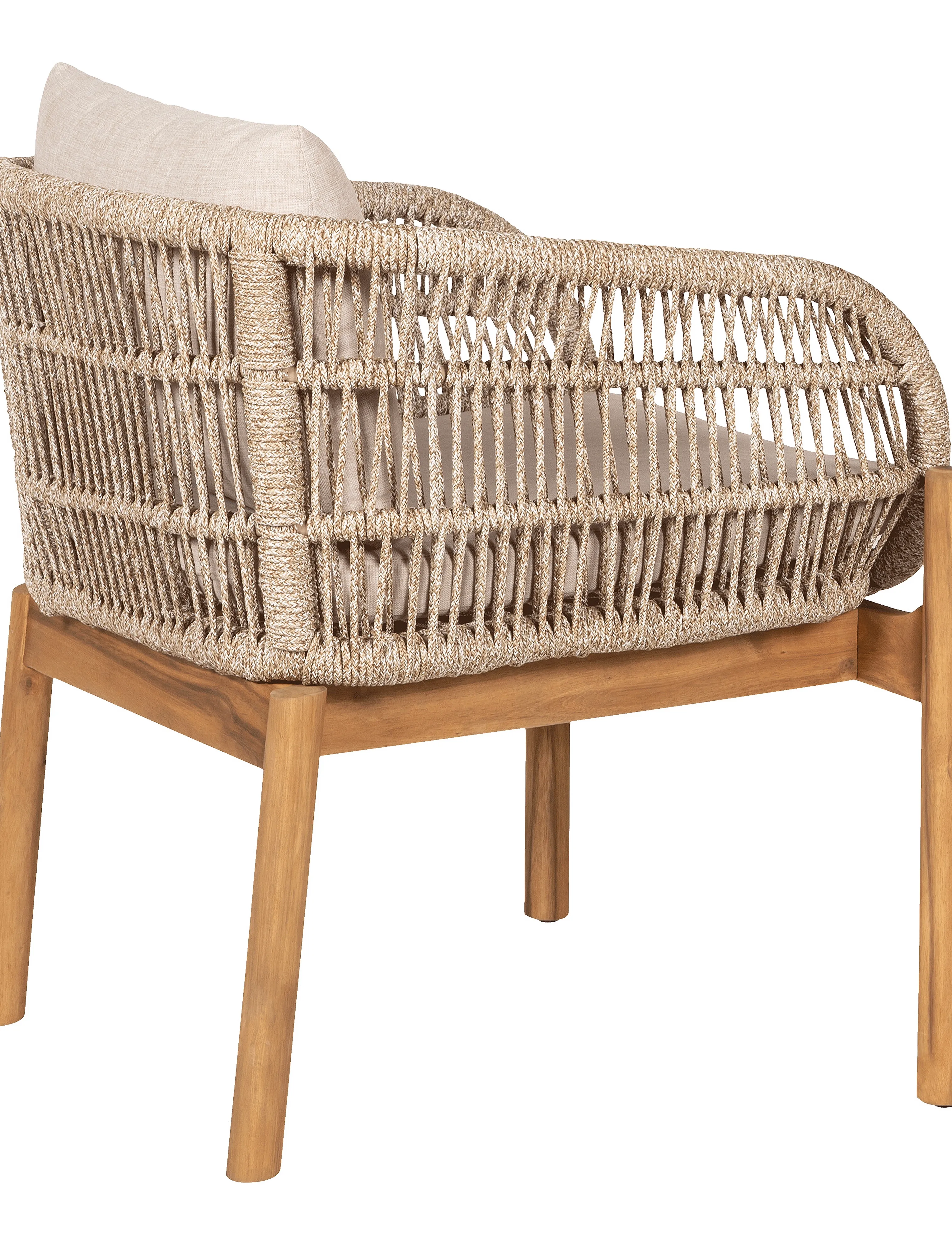 House Nordic - Alba - Dining chair, acacia, beige, incl. cushion - brown / beige - 3
