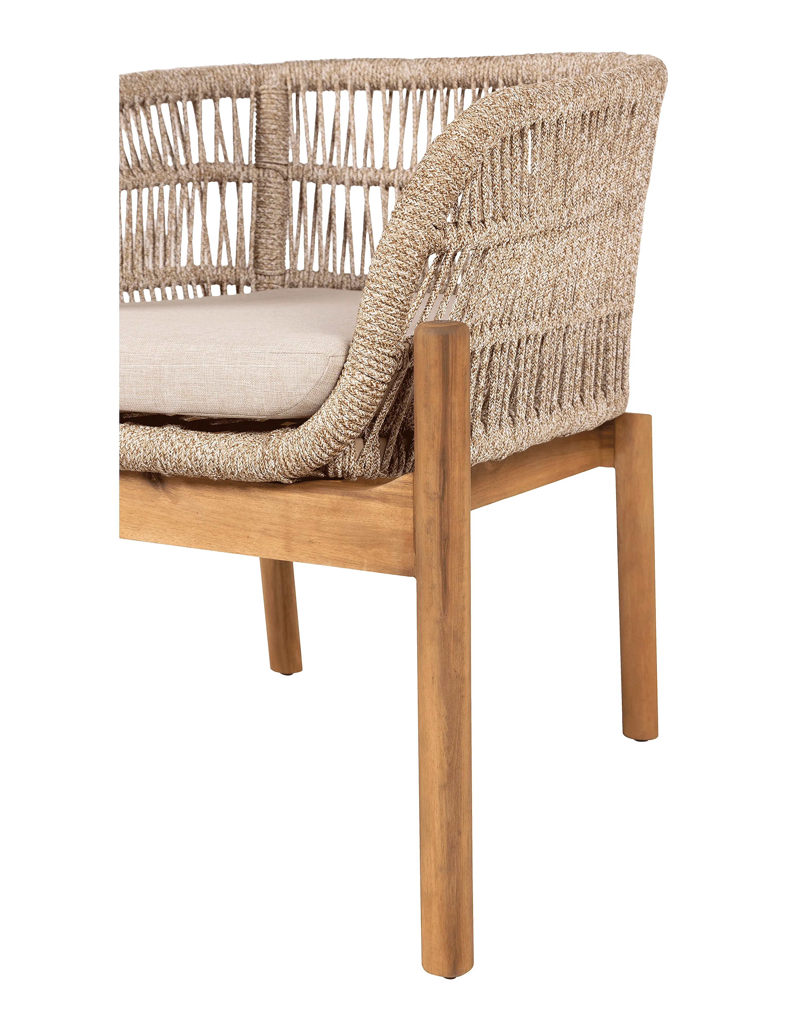 House Nordic - Alba - Dining chair, acacia, beige, incl. cushion - brown / beige - 5