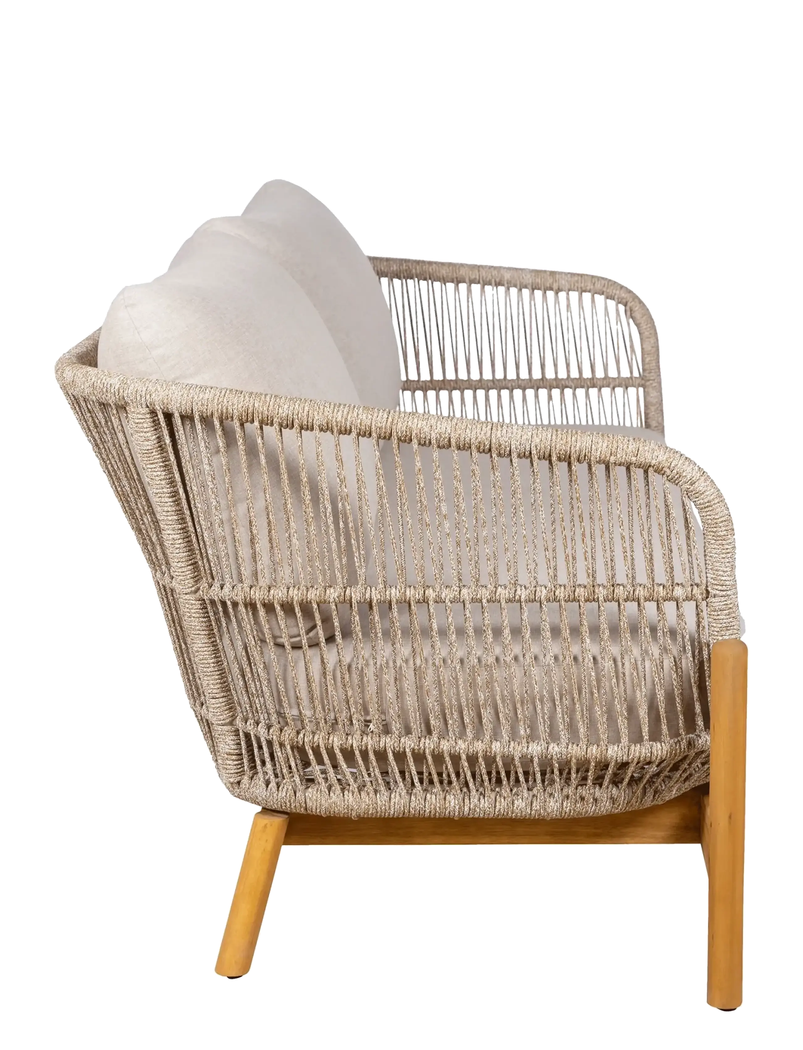 House Nordic - Alba - Lounge sofa, acacia, beige, incl. cushion - brown / beige - 3