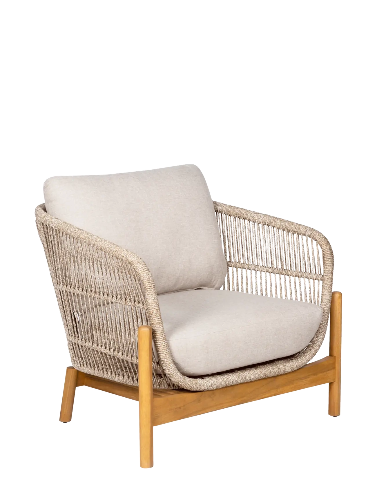 House Nordic Alba - Lounge chair, acacia, beige, incl. cushion - Stole & Skamler - BROWN / BEIGE / brown