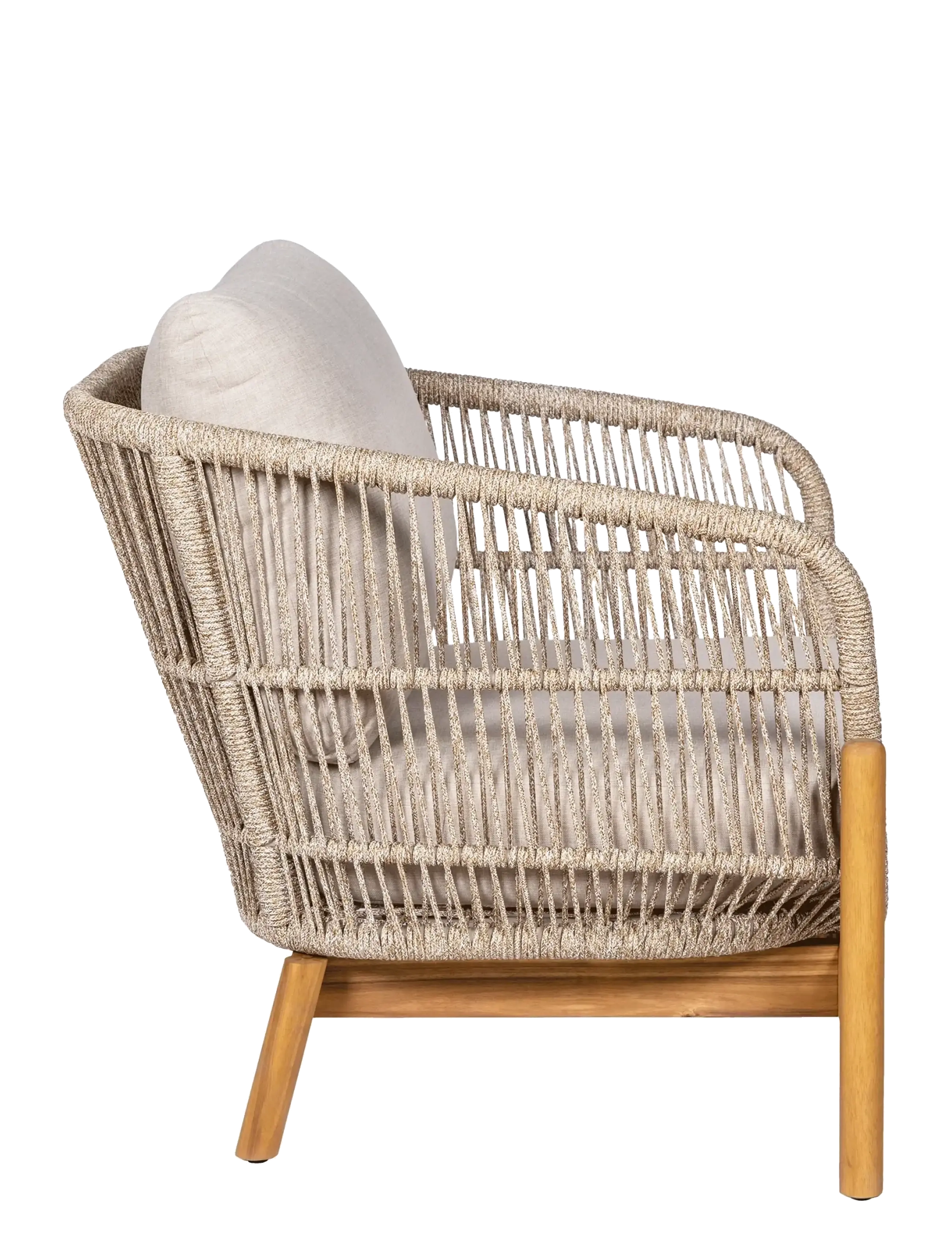 House Nordic - Alba - Lounge chair, acacia, beige, incl. cushion - brown / beige - 3
