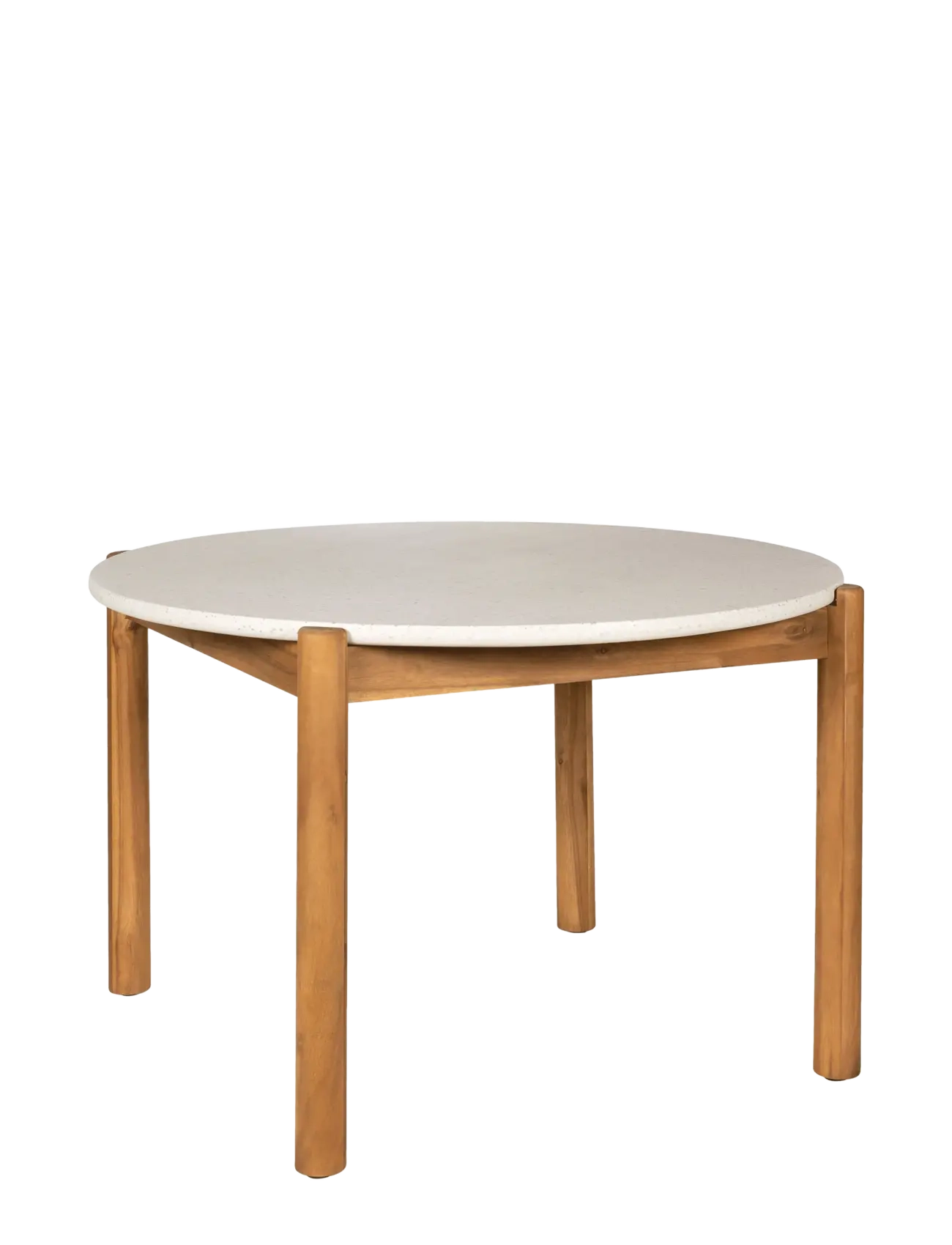 House Nordic Alba - Dining table, acacia/terazzo, natural, ø120x76 cm - Vis alt - NATURAL / WHITE / white