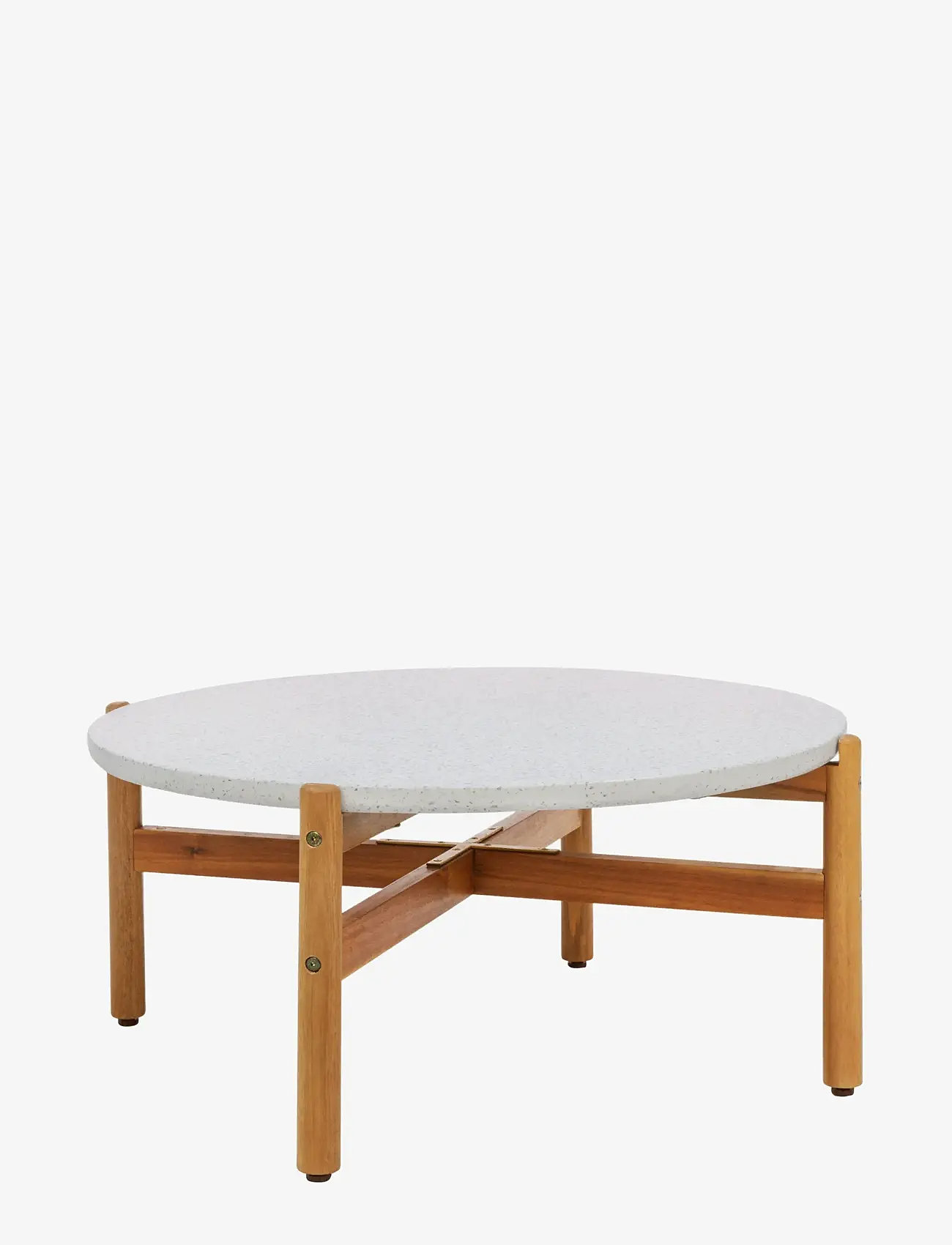 House Nordic - Alba - Coffee table, acacia/terazzo, natural, ø84,5x38,5 cm - natural / white - 1