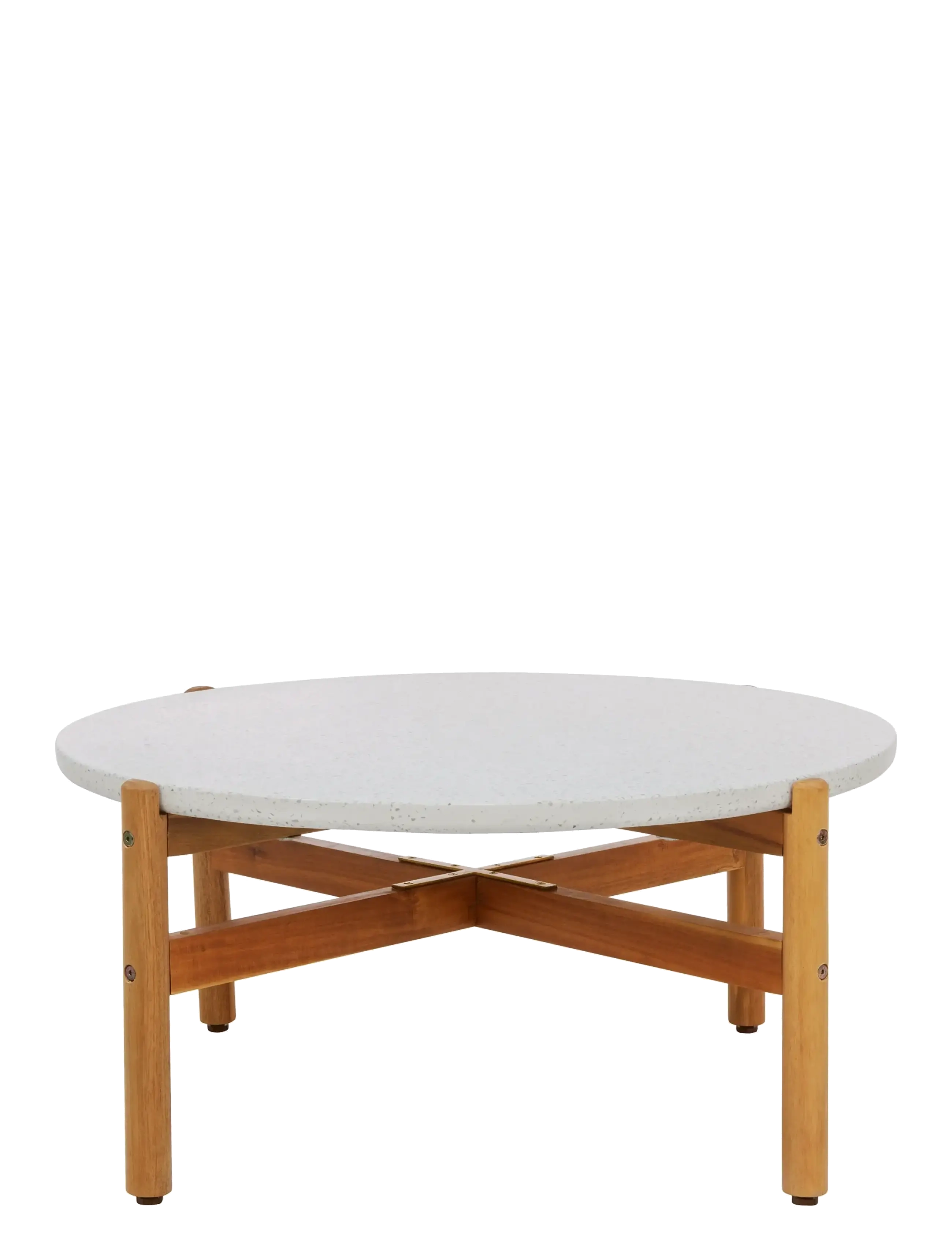 House Nordic - Alba - Coffee table, acacia/terazzo, natural, ø84,5x38,5 cm - sofaborde - natural / white - 2