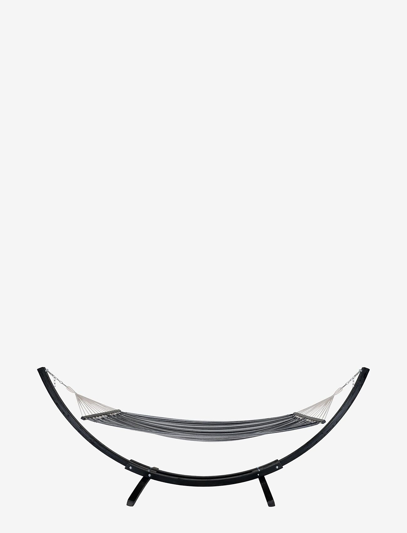 House Nordic - Nira - Hammock on wooden stand, larch, polyester/cotton, black/grey/white - húsgögn - grey / black - 2