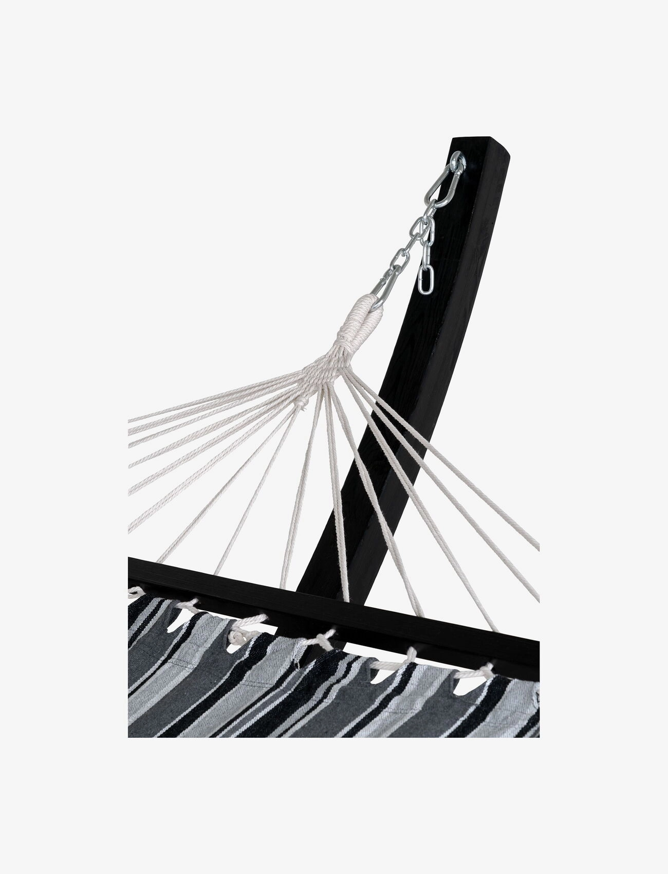 House Nordic - Nira - Hammock on wooden stand, larch, polyester/cotton, black/grey/white - møbler - grey / black - 4