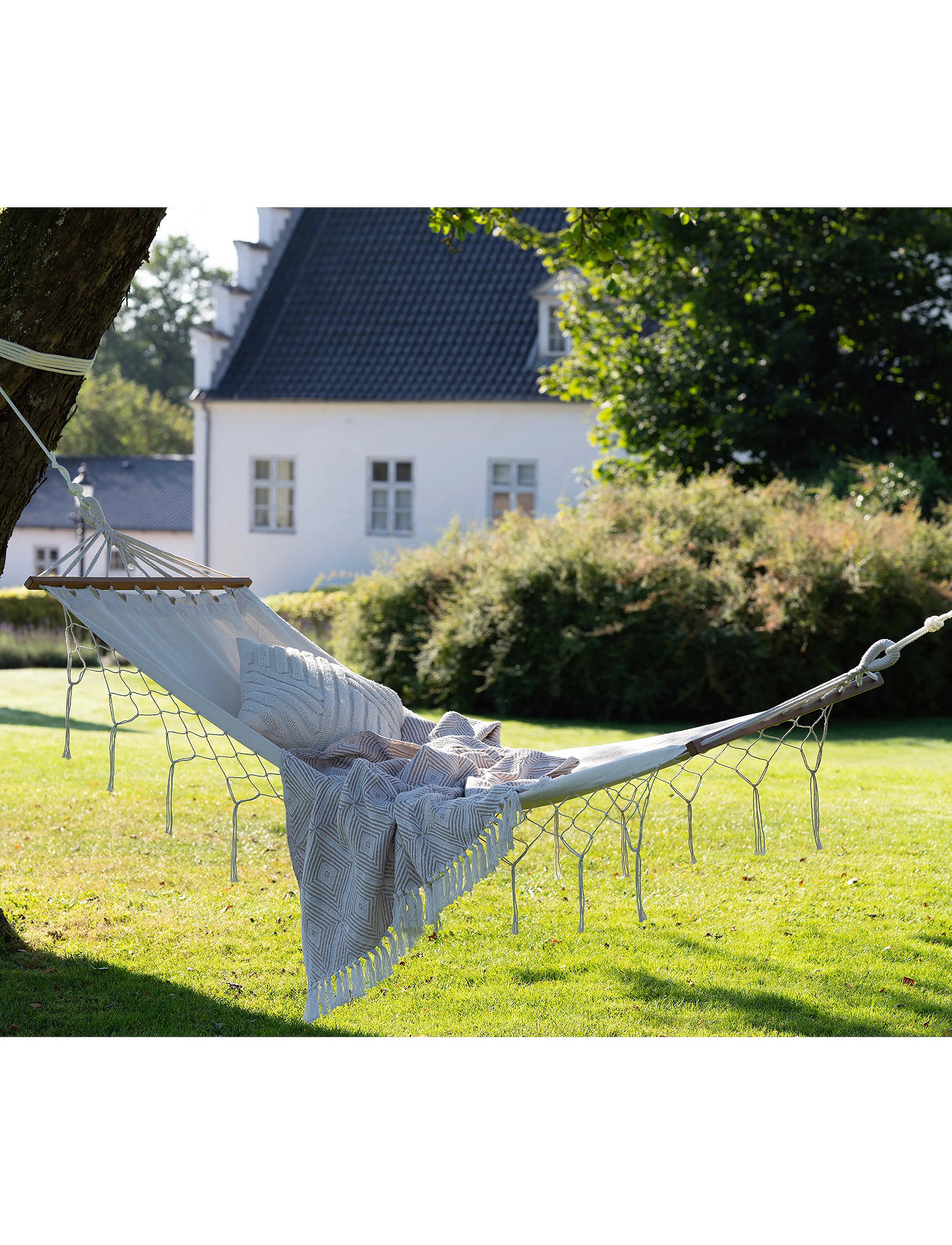 House Nordic Eli Hammock, Polyester/Cotton, Larch, Off White, 200X80X3 cm, Outdoor Environment, Beige - Garden Accessories, Homeware