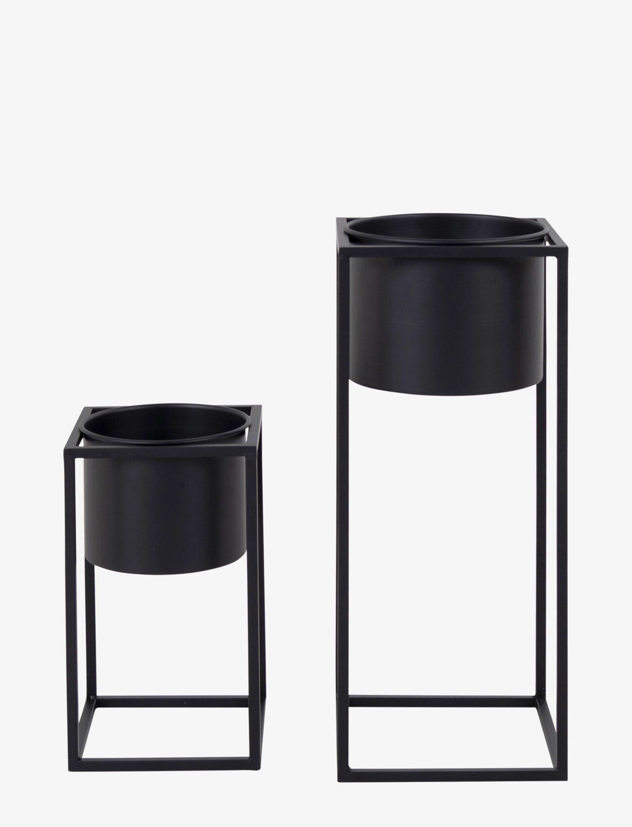 House Nordic Mette Flowerpots, Steel, Black, Set Of 2, Flower Pots, Sort, Str: 50.5X19.5X19.5CM