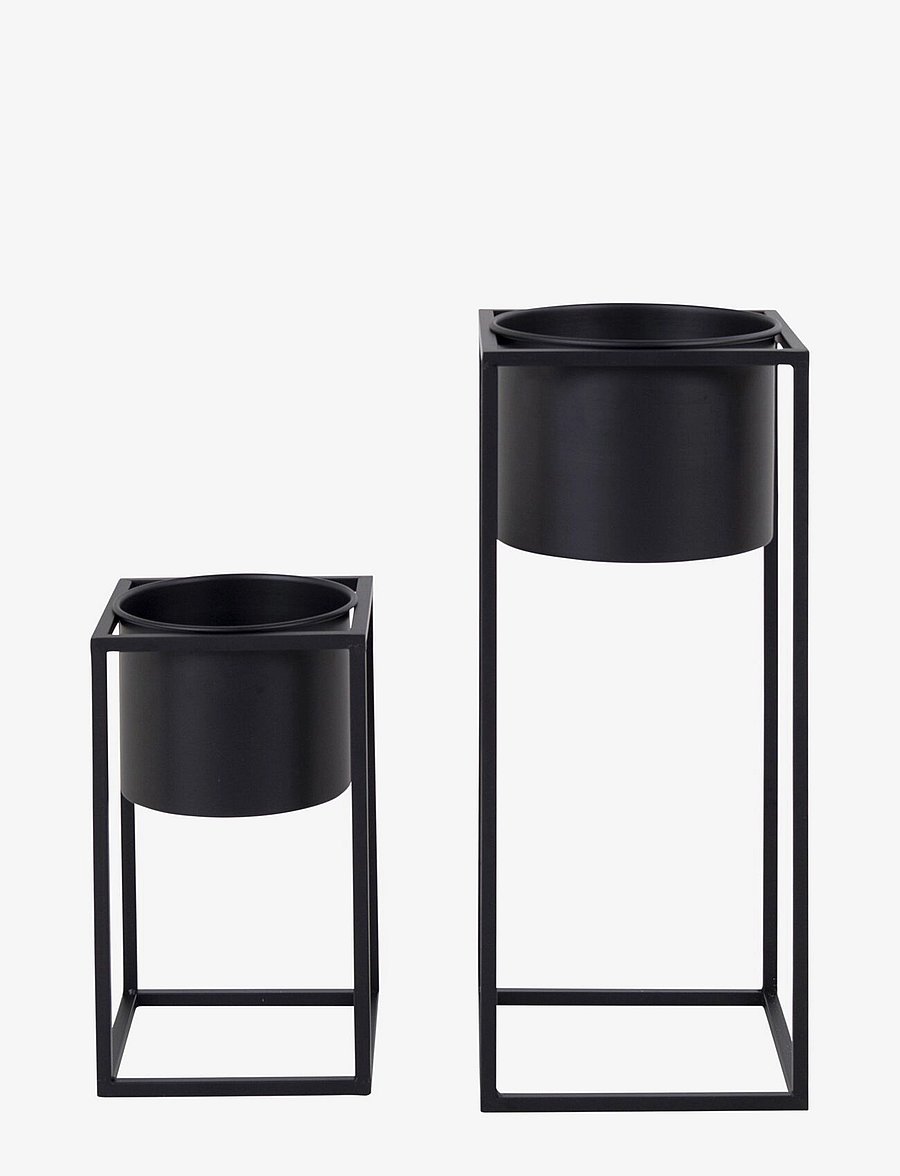 House Nordic - Mette - Flowerpots, steel, black, set of 2 - lillepotid - black - 1
