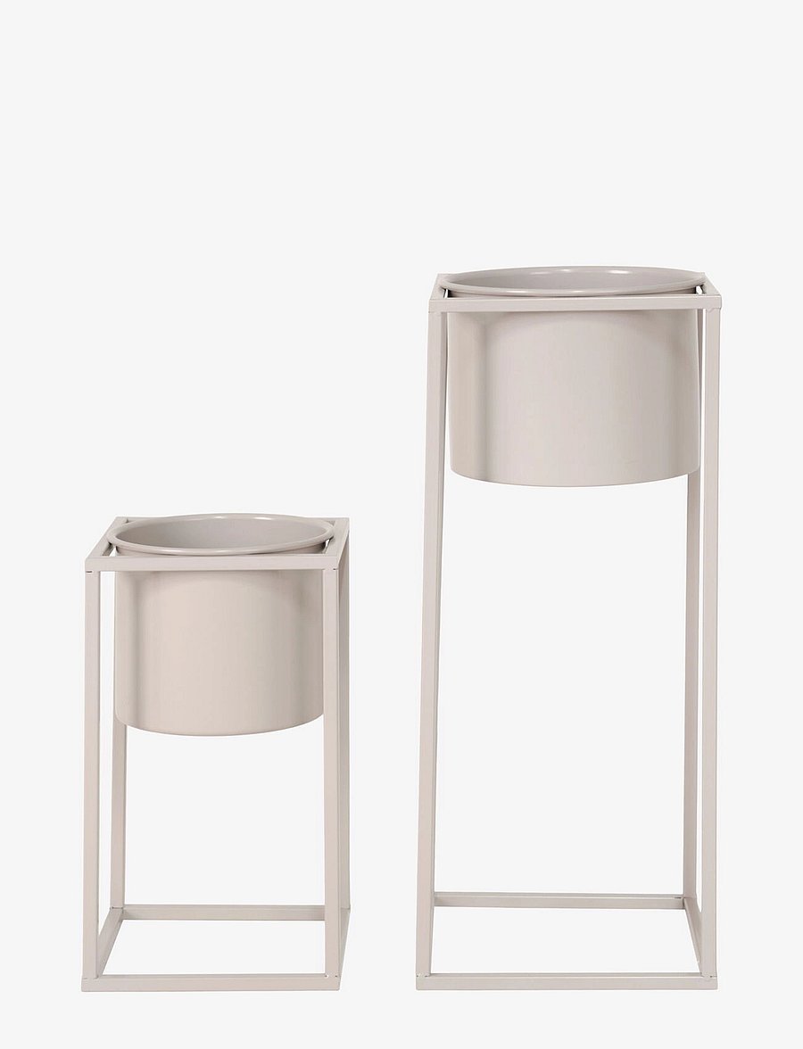 House Nordic - Mette - Flowerpots, steel, beige grey, set of 2 - blumentöpfe - beige / grey - 1