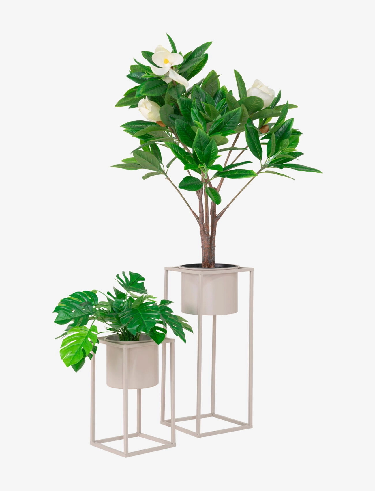 House Nordic - Mette - Flowerpots, steel, beige grey, set of 2 - blumentöpfe - beige / grey - 2
