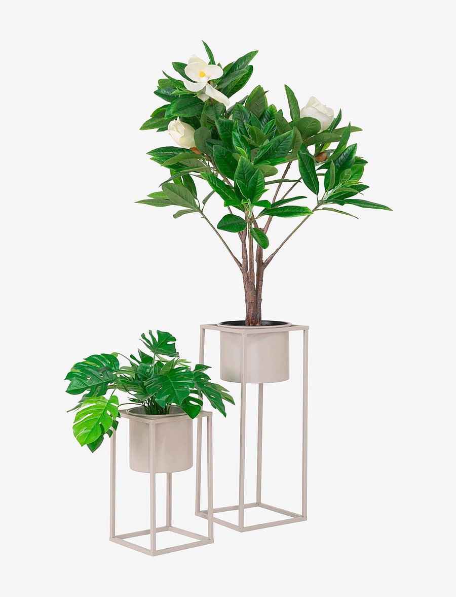 House Nordic - Mette - Flowerpots, steel, beige grey, set of 2 - blumentöpfe - beige / grey - 2