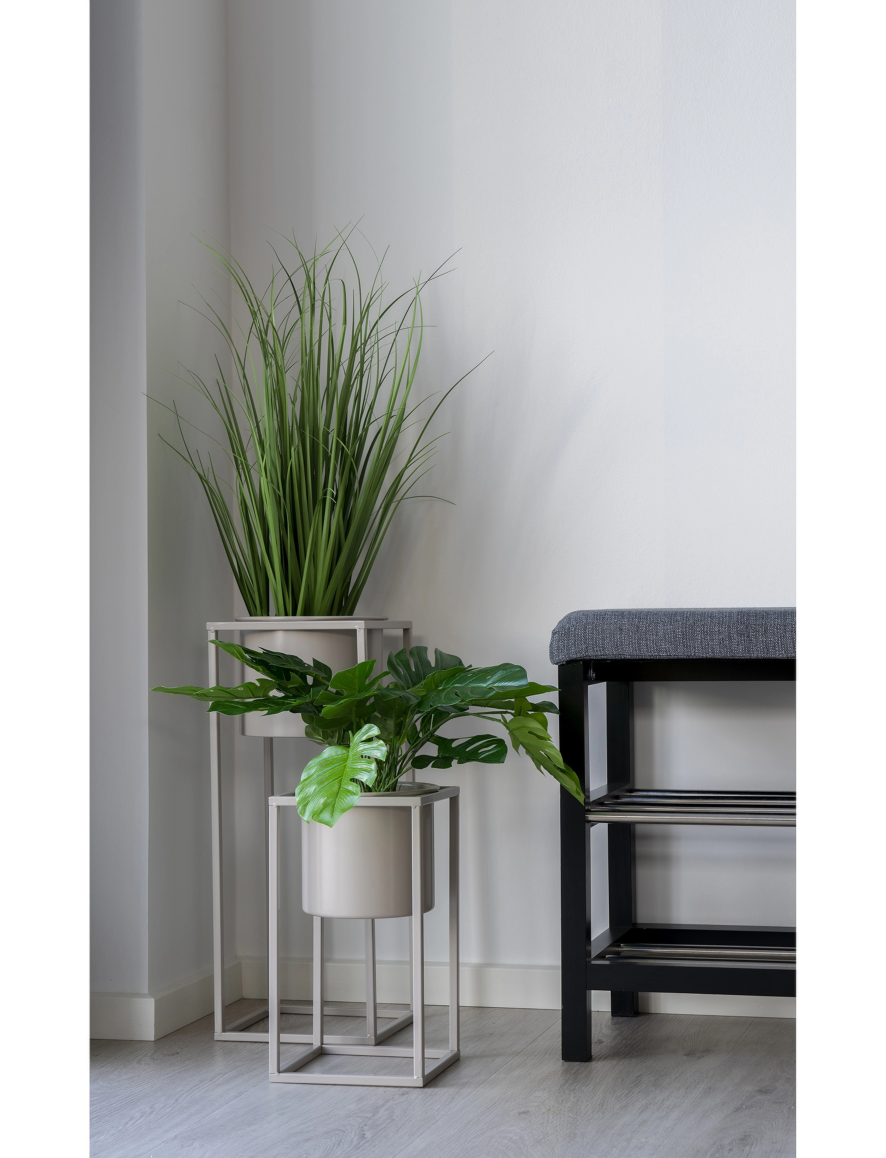 House Nordic Mette Flowerpots, Steel, Beige Grey, Set Of 2, 50.5X19.5X19.5 cm, Decoration, - Flower Pots, Homeware