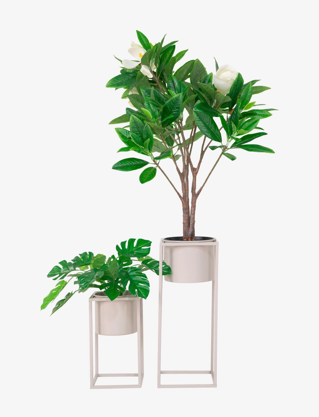 House Nordic - Mette - Flowerpots, steel, beige grey, set of 2 - blumentöpfe - beige / grey - 3
