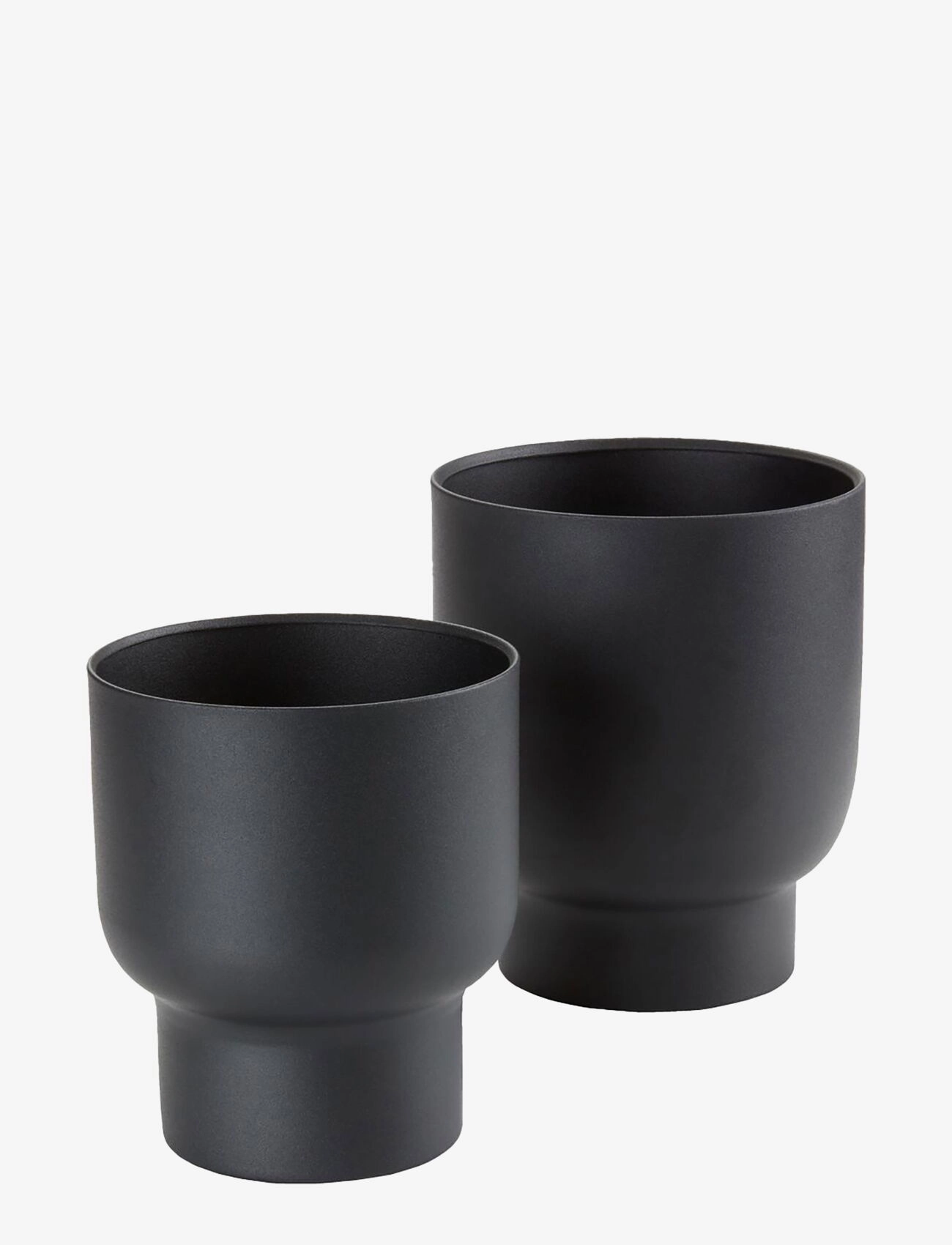 House Nordic Liv Flowerpots, Metal, Black, Set Of 2, Flower Pots, Sort, Str: 19X16X16CM