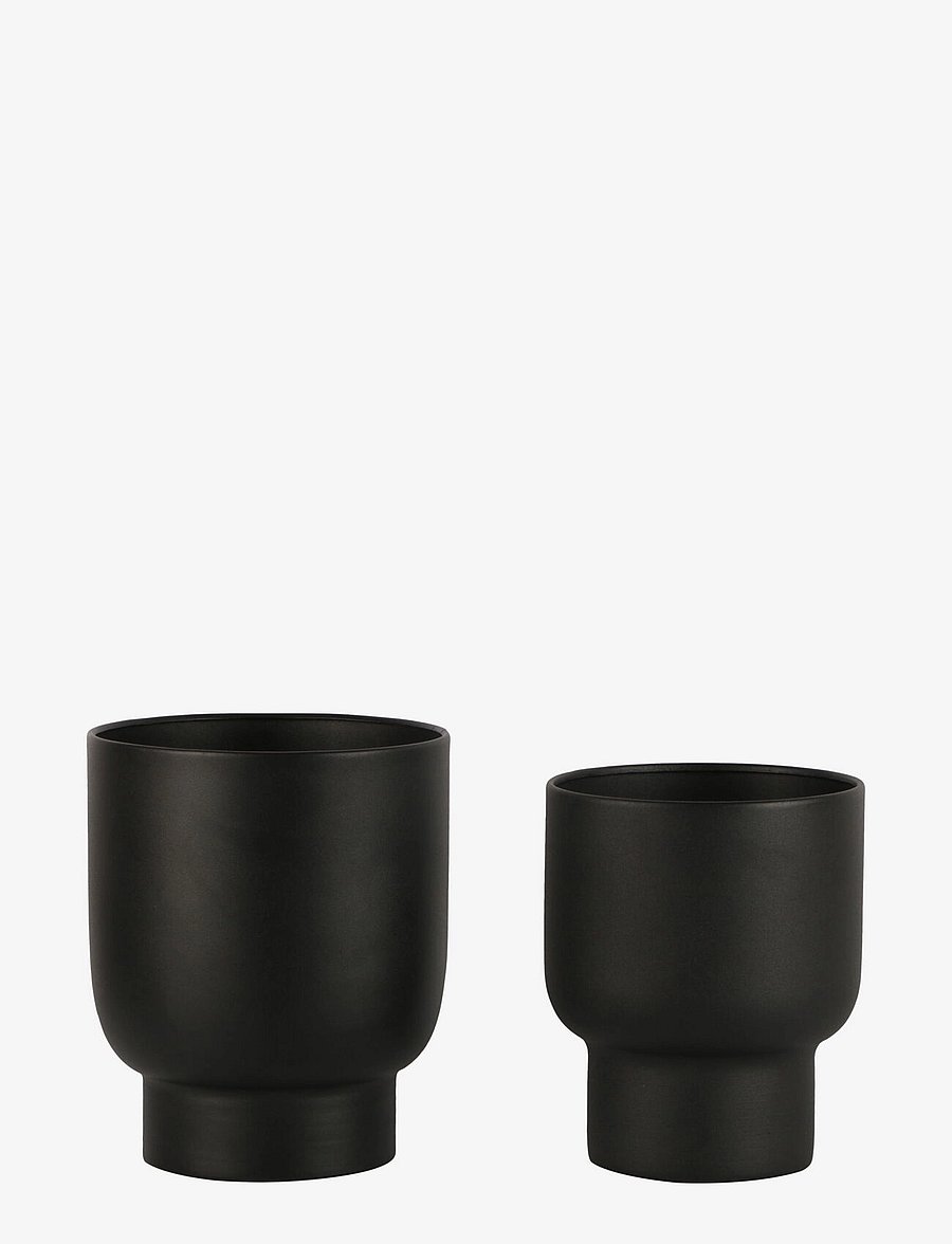 House Nordic - Liv - Flowerpots, metal, black, set of 2 - puķu podi - black - 2
