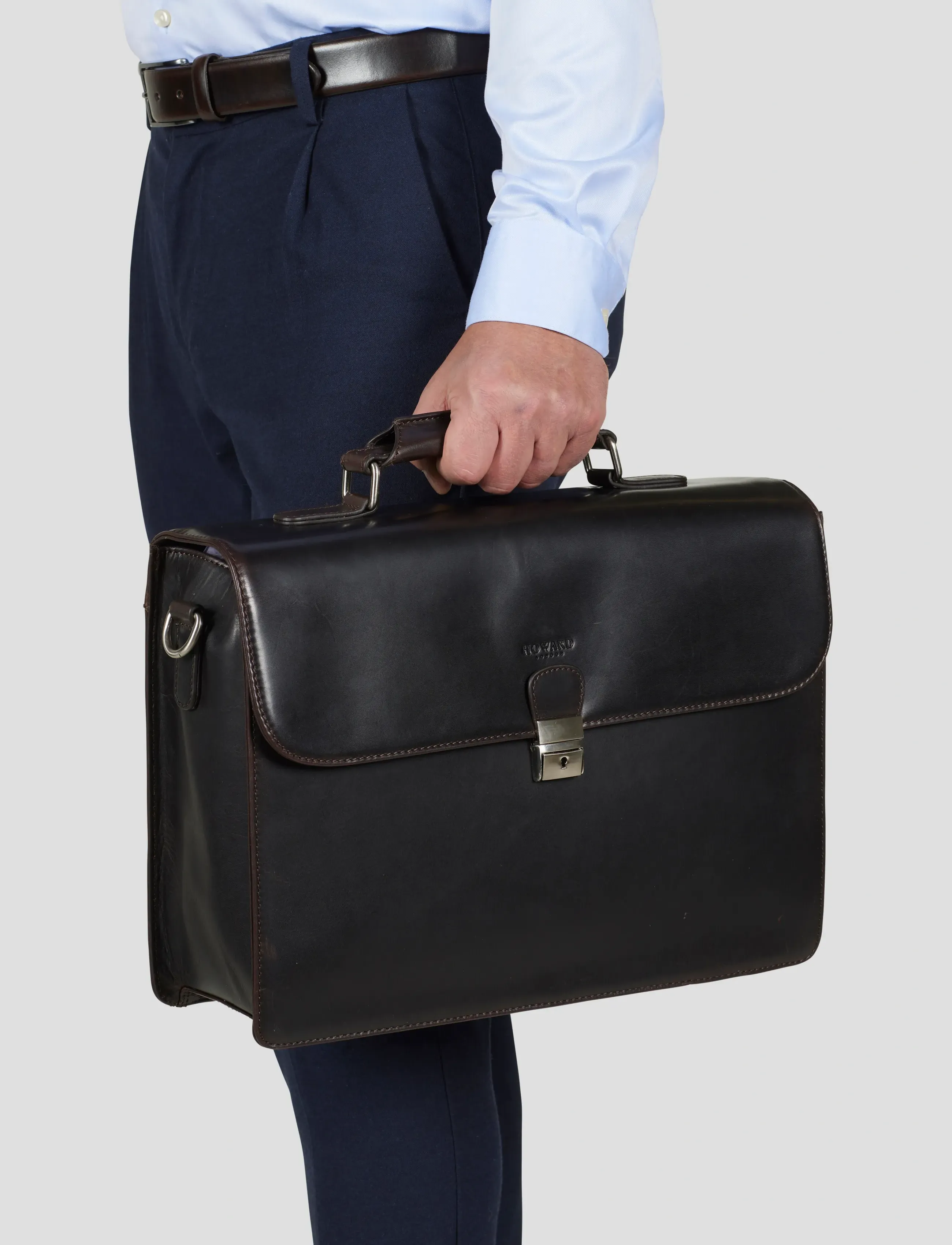 Howard London Breifcase Bag Eric - Business - DARK BROWN / brown