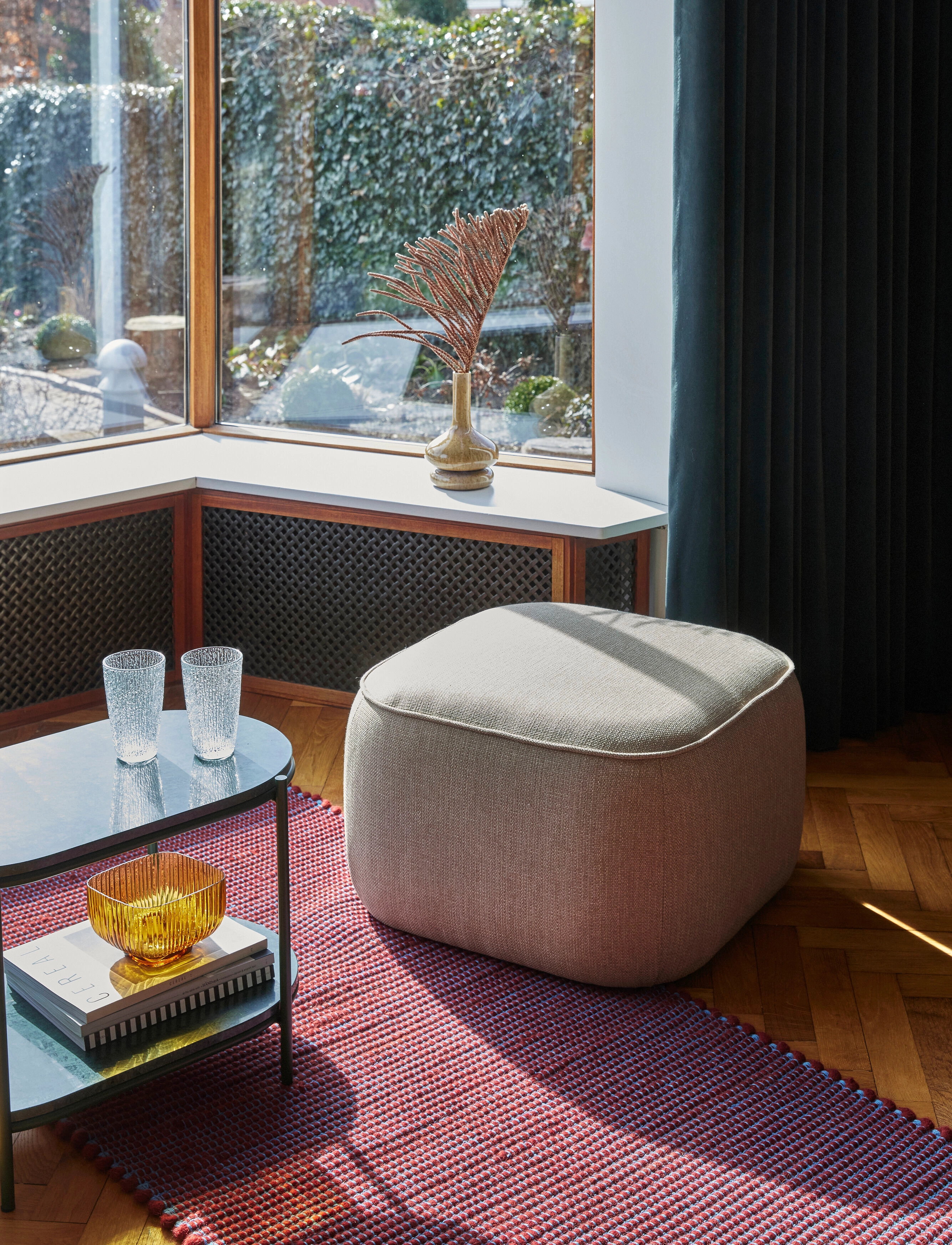 Hübsch Cube Pouf, 57X57X39 cm, Furniture, Beige - Pouffes, Homeware