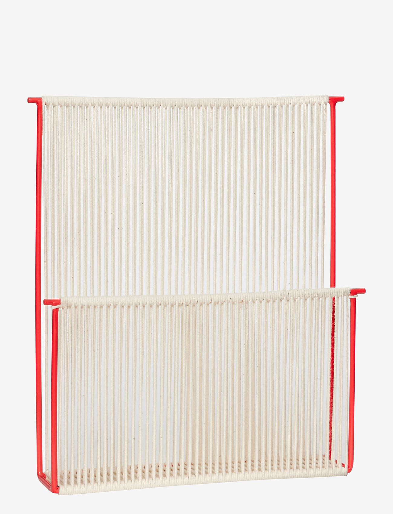 Hübsch - String Wall Magazine Holder - zeitschriftenhalter - offwhite,red - 1