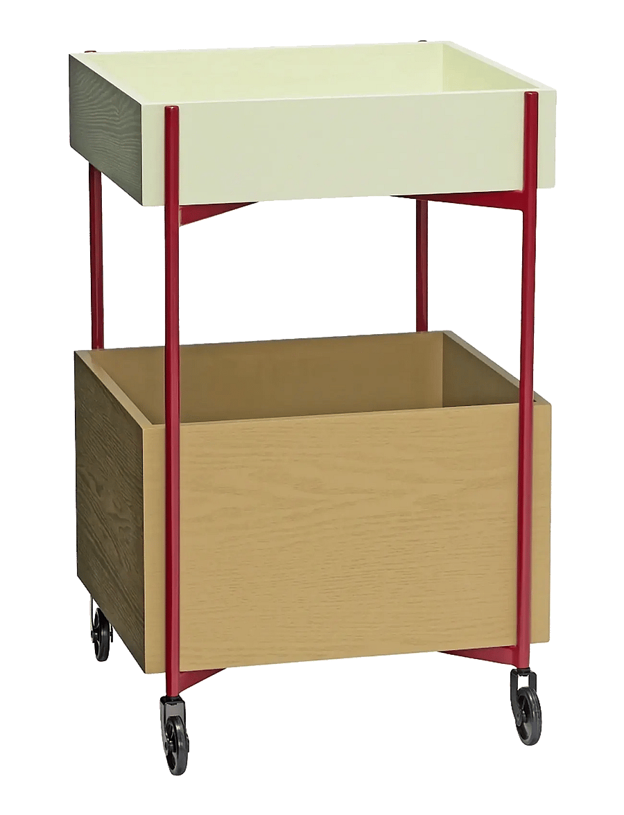 Hübsch - Fresh Trolley - tischwagen - burgundy,khaki - 0