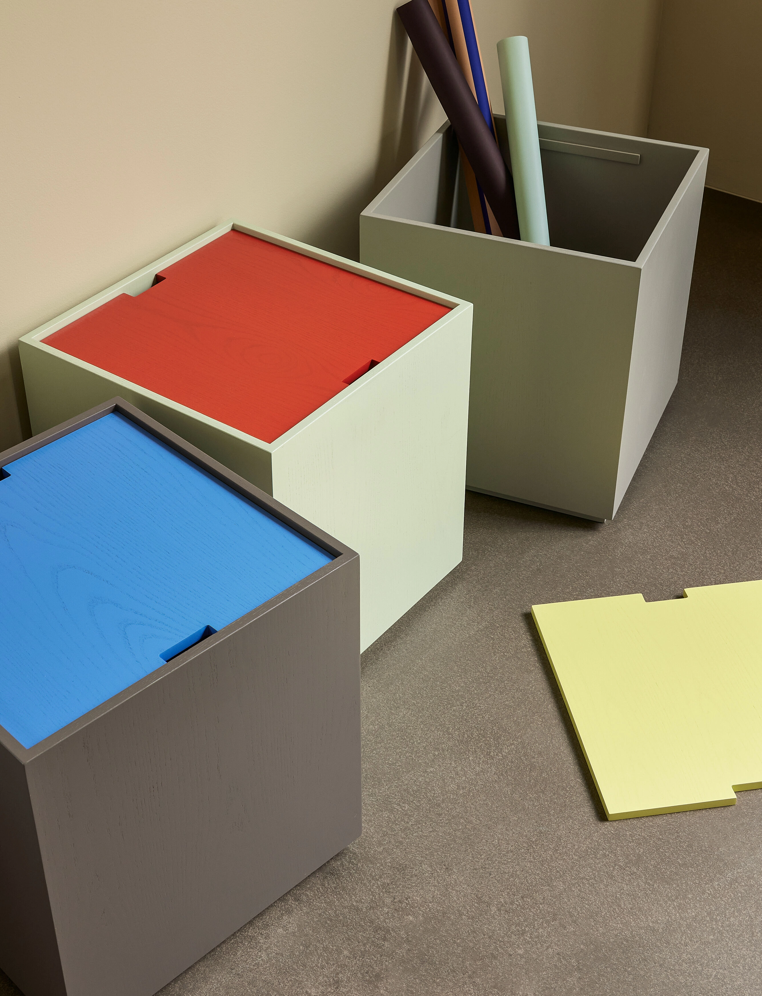 Hübsch - Vault Side Table/Storage Box Brown/Blue - blue,brown - 3