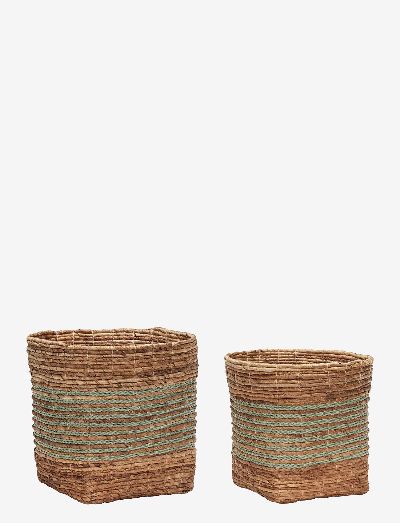 Hübsch - Reveal Baskets - sandėliavimo krepšeliai - mint,natural - 0