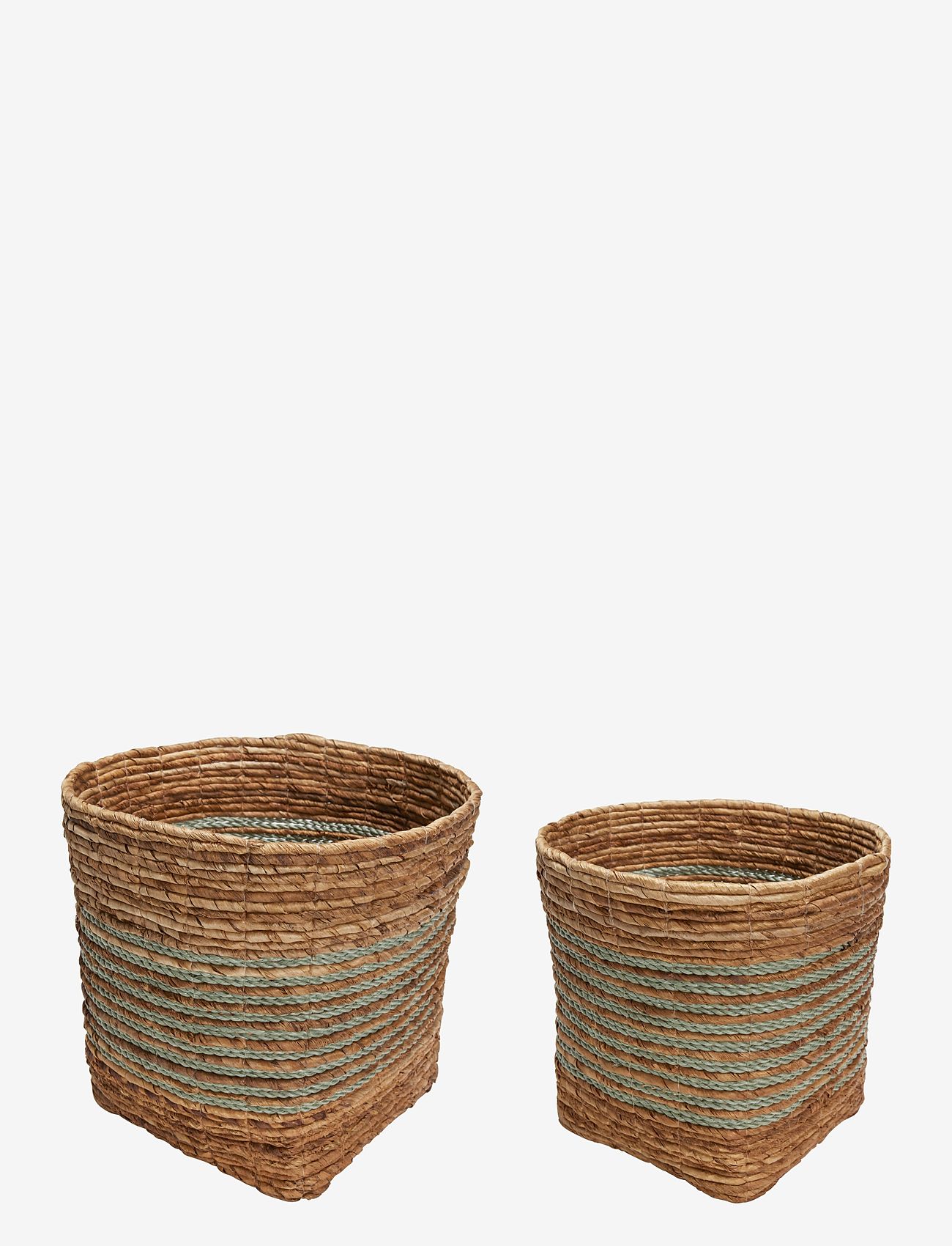 Hübsch - Reveal Baskets - sandėliavimo krepšeliai - mint,natural - 1