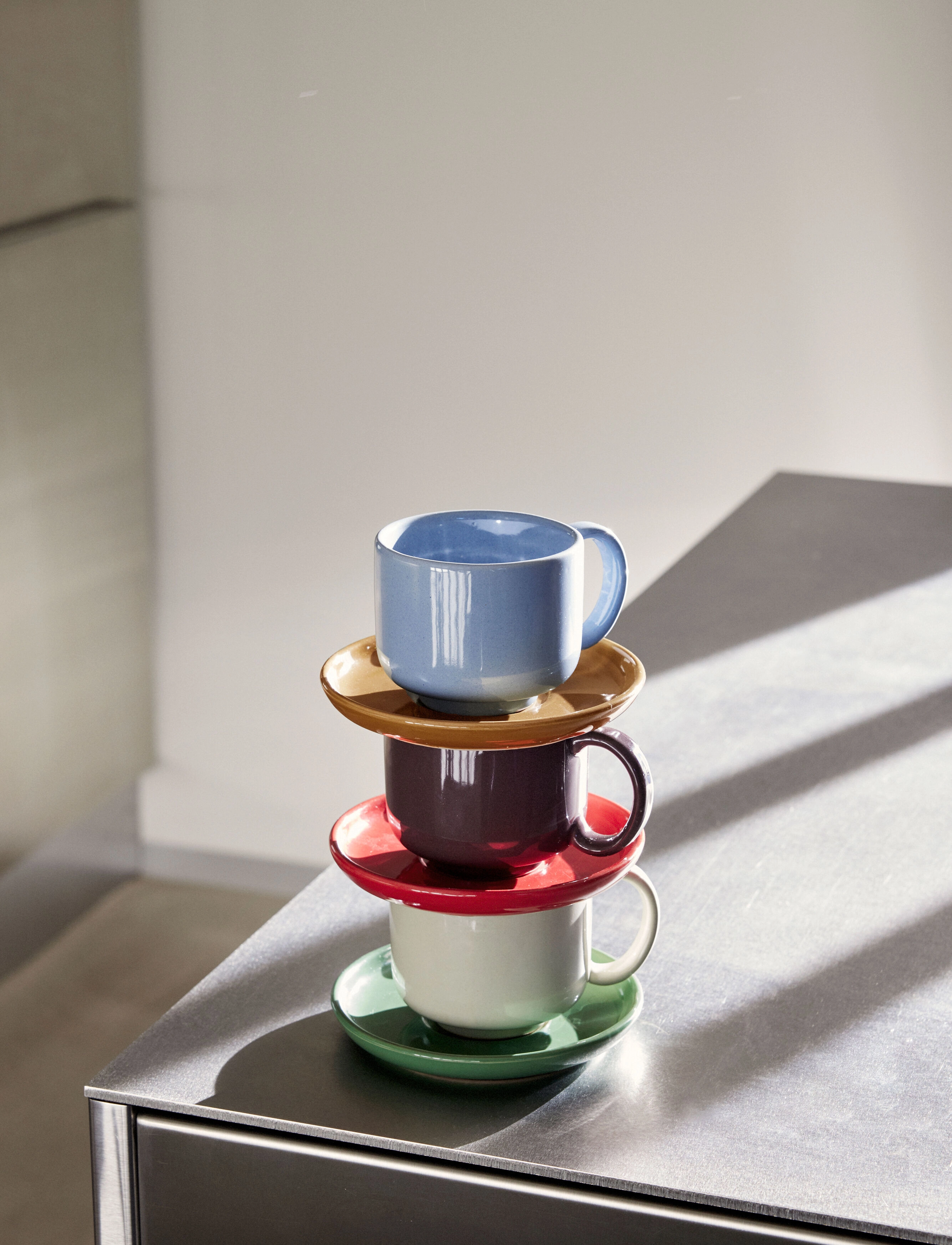 Hübsch - Amare Cup/Saucer - Įsigykite pagal kainą - light blue,olive - 4