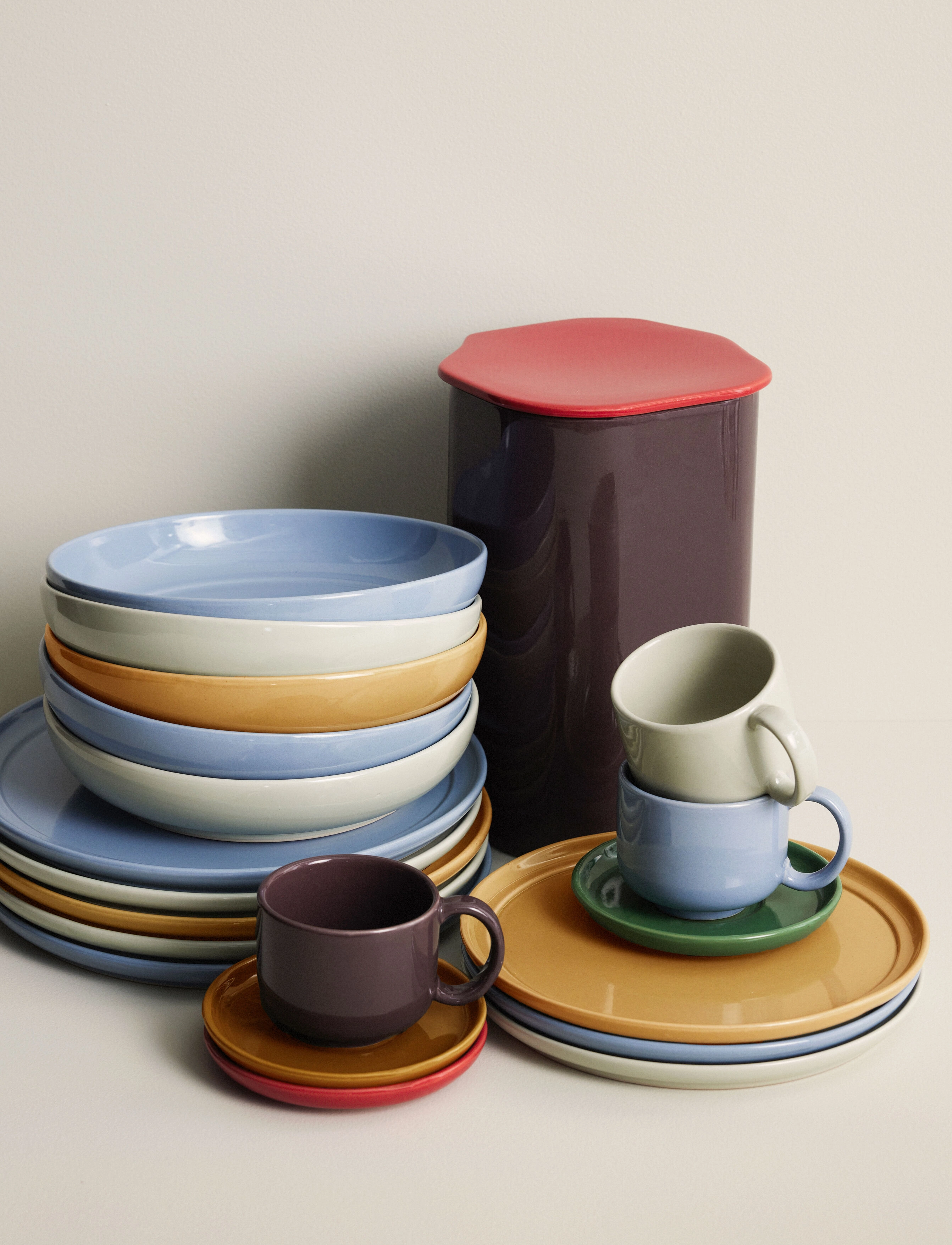 Hübsch - Amare Cup/Saucer - Įsigykite pagal kainą - light blue,olive - 5