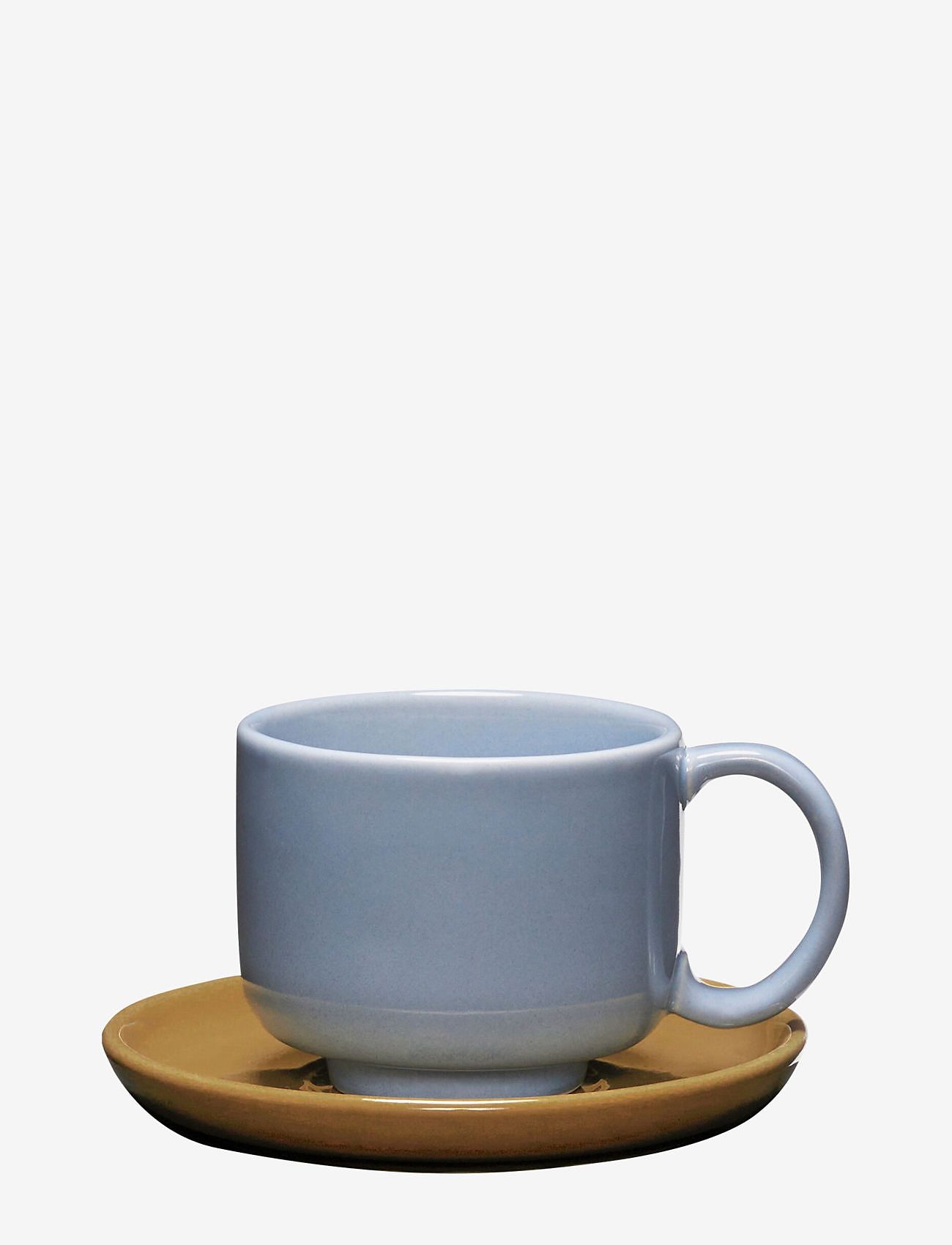 Hübsch - Amare Cup/Saucer - köp efter pris - light blue,olive - 0