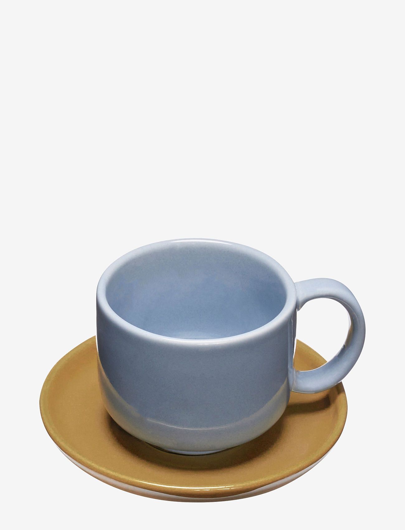 Hübsch - Amare Cup/Saucer - köp efter pris - light blue,olive - 1
