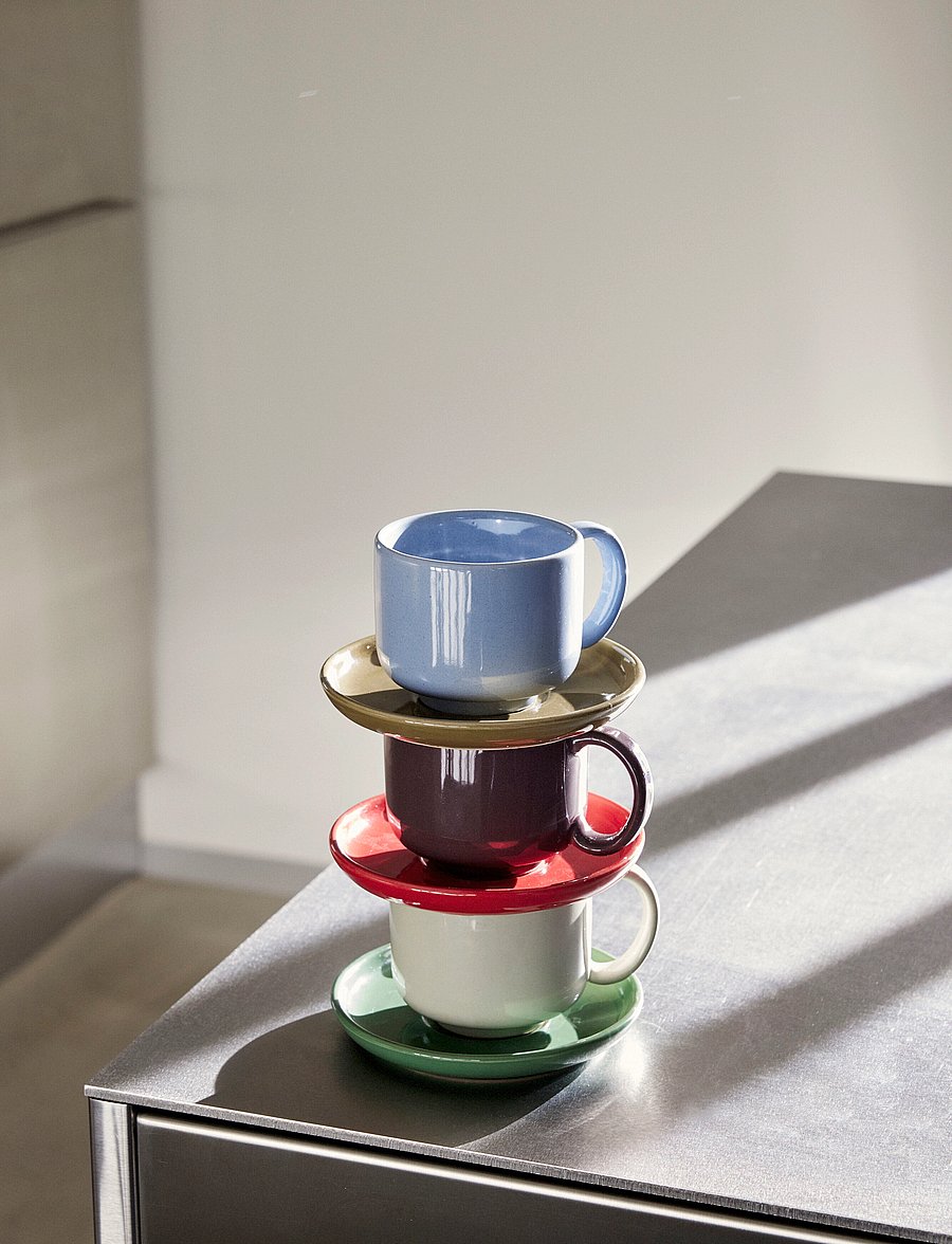 Hübsch - Amare Cup/Saucer - nach preis einkaufen - green,sand - 0