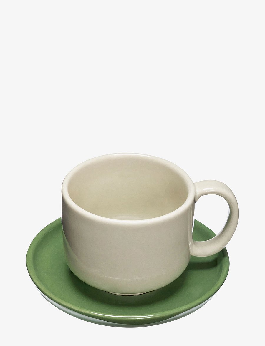 Hübsch - Amare Cup/Saucer - nach preis einkaufen - green,sand - 3