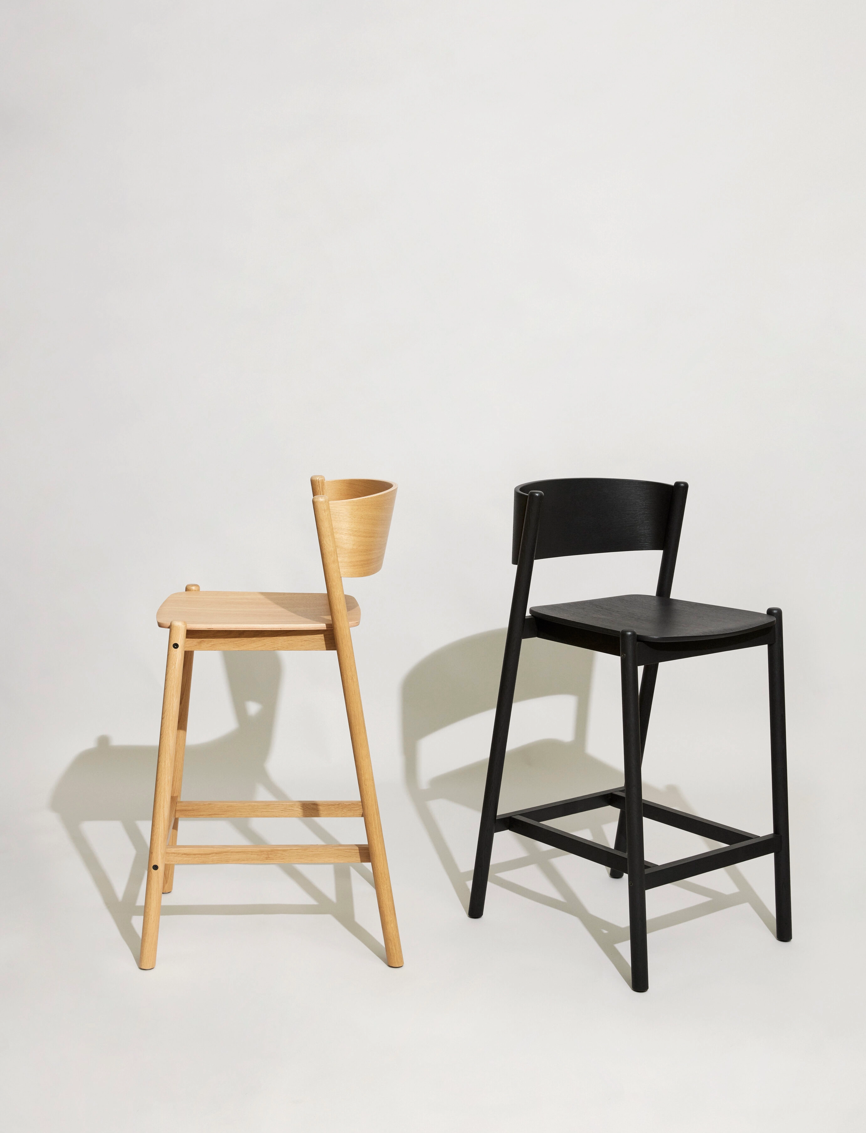 Hübsch Oblique Barstol, One Size x 50, Furniture, Schwarz - Chairs & Stools, Homeware