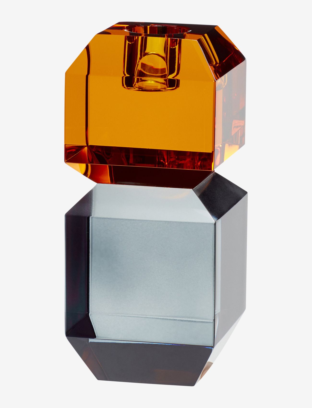 Hübsch - Gem Candlestick - smoked/orange - 0