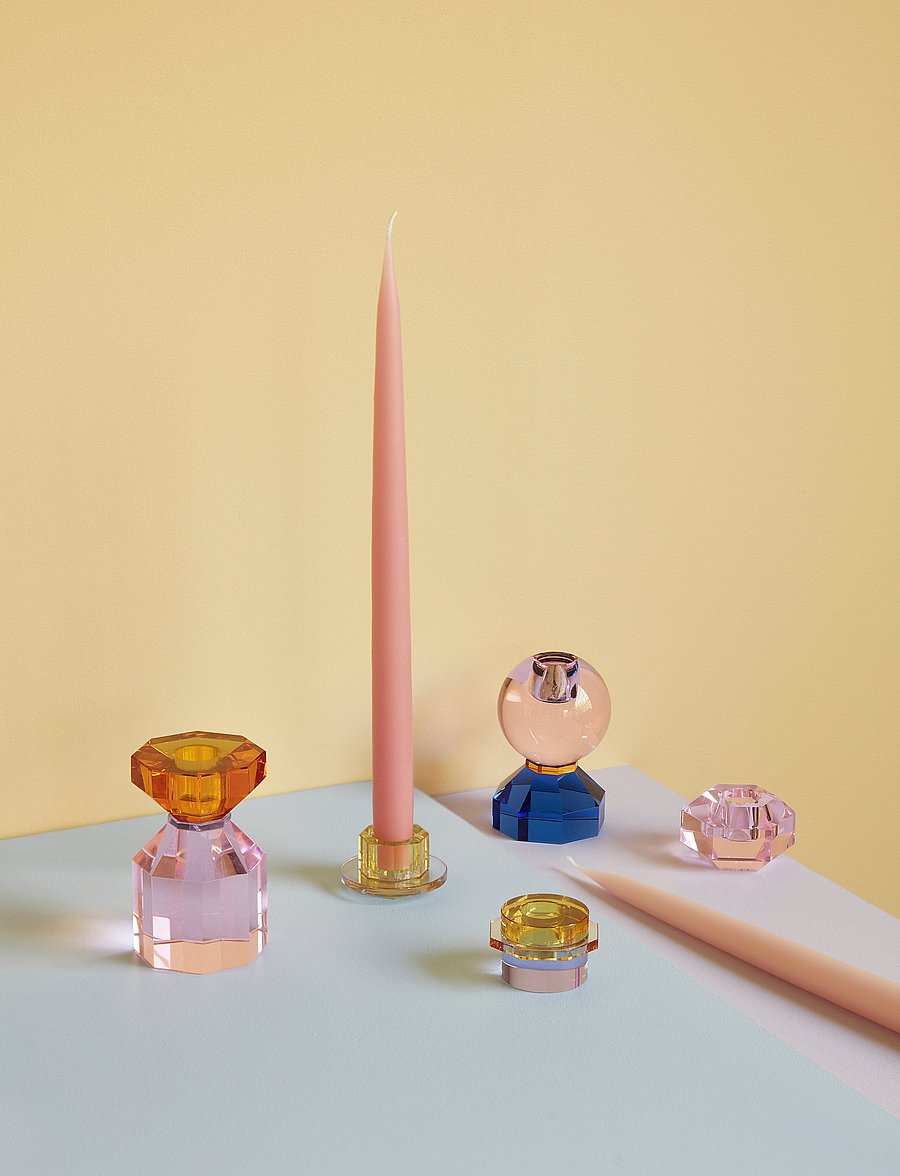 Hübsch - Gem Candlestick - küünlajalad - pink/blue - 3