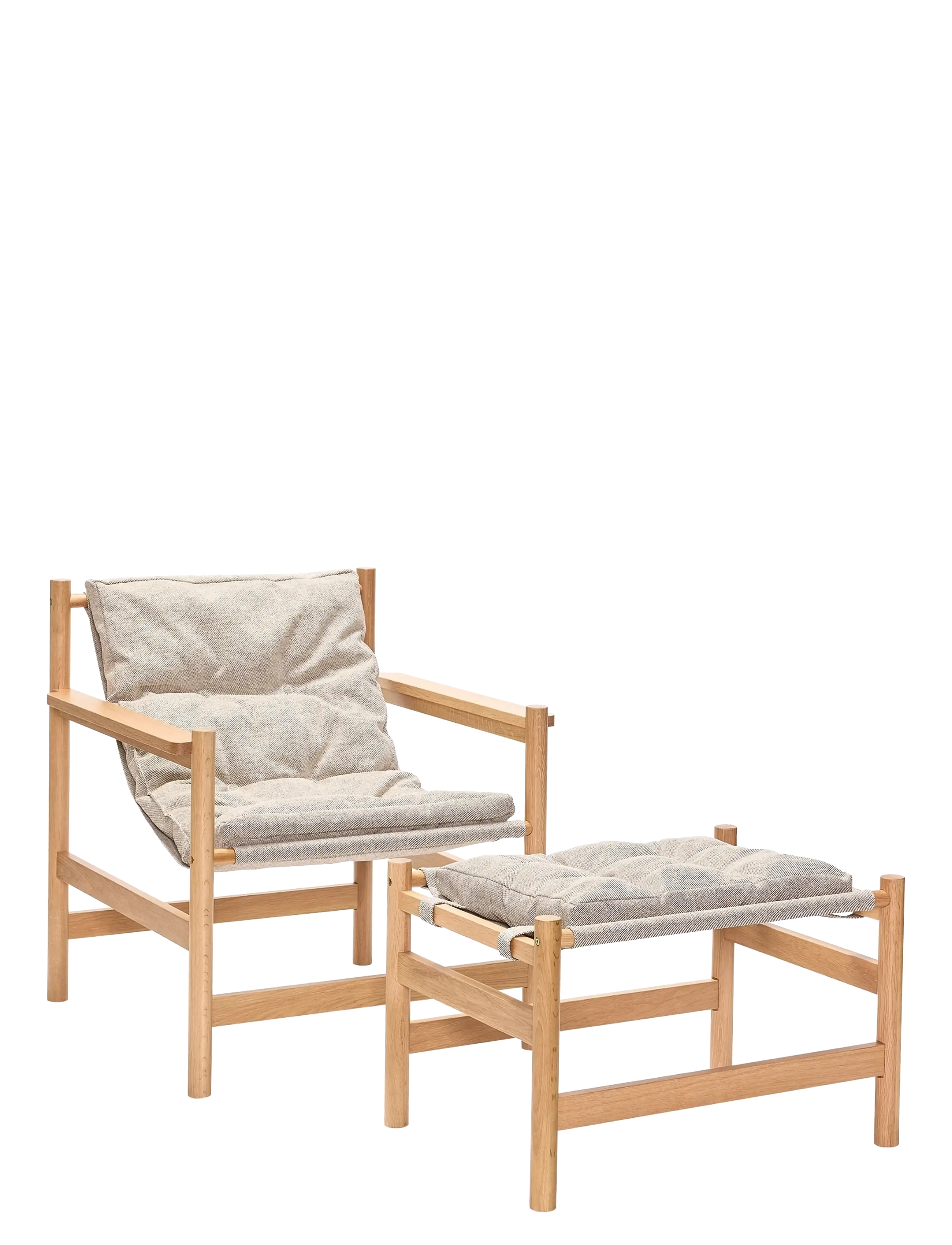 Hübsch Heritage Armchair/Footstool Natural/Beige, Lænestol, Beige, Str: ONE SIZE