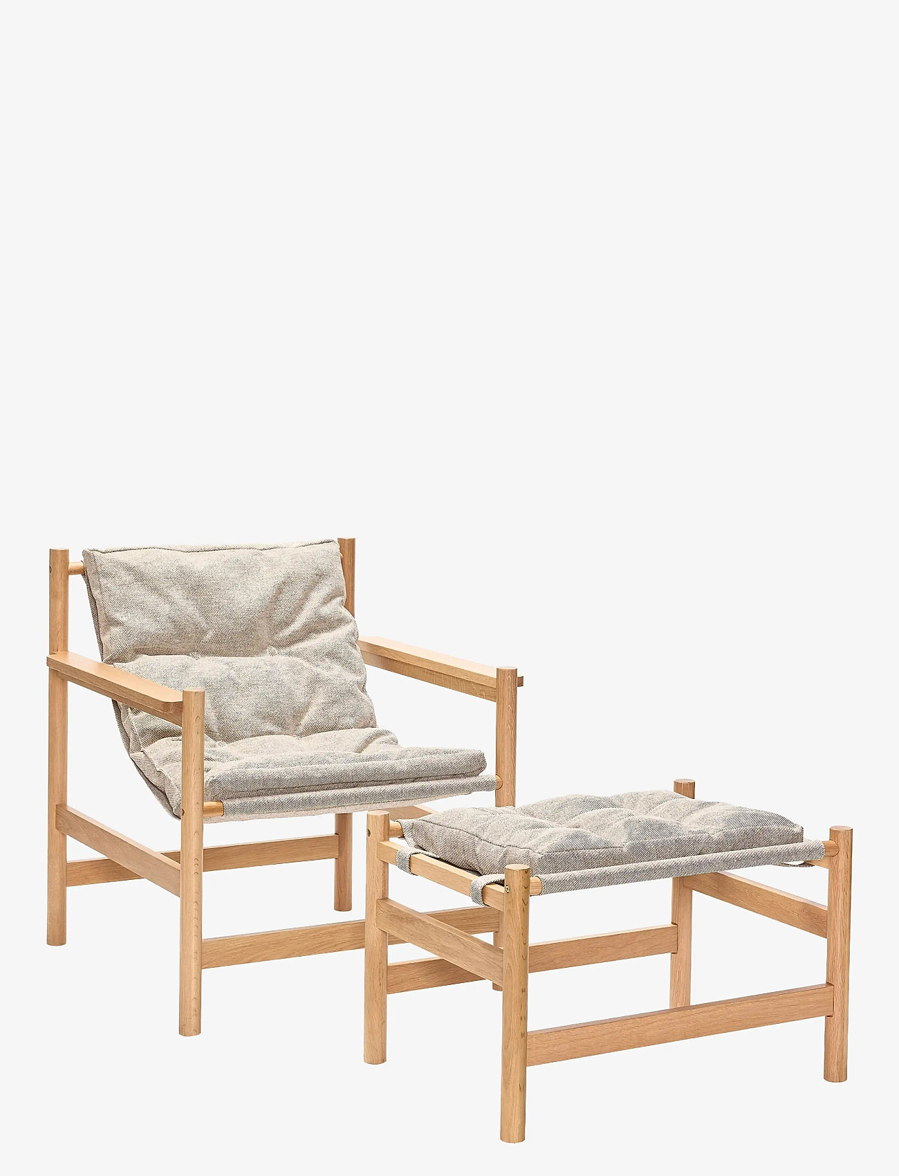 Hübsch - Heritage Armchair/Footstool Natural/Beige - lehnstühle - beige,natural - 1