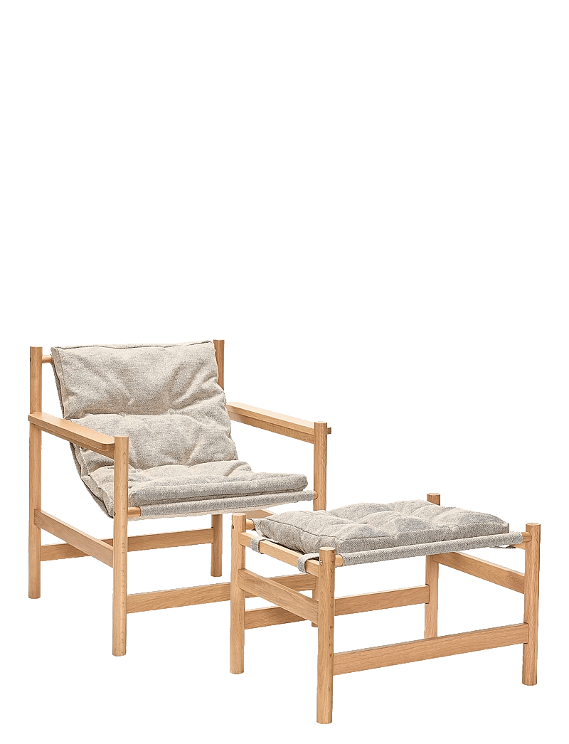 Hübsch - Heritage Armchair/Footstool Natural/Beige - lehnstühle - beige,natural - 1