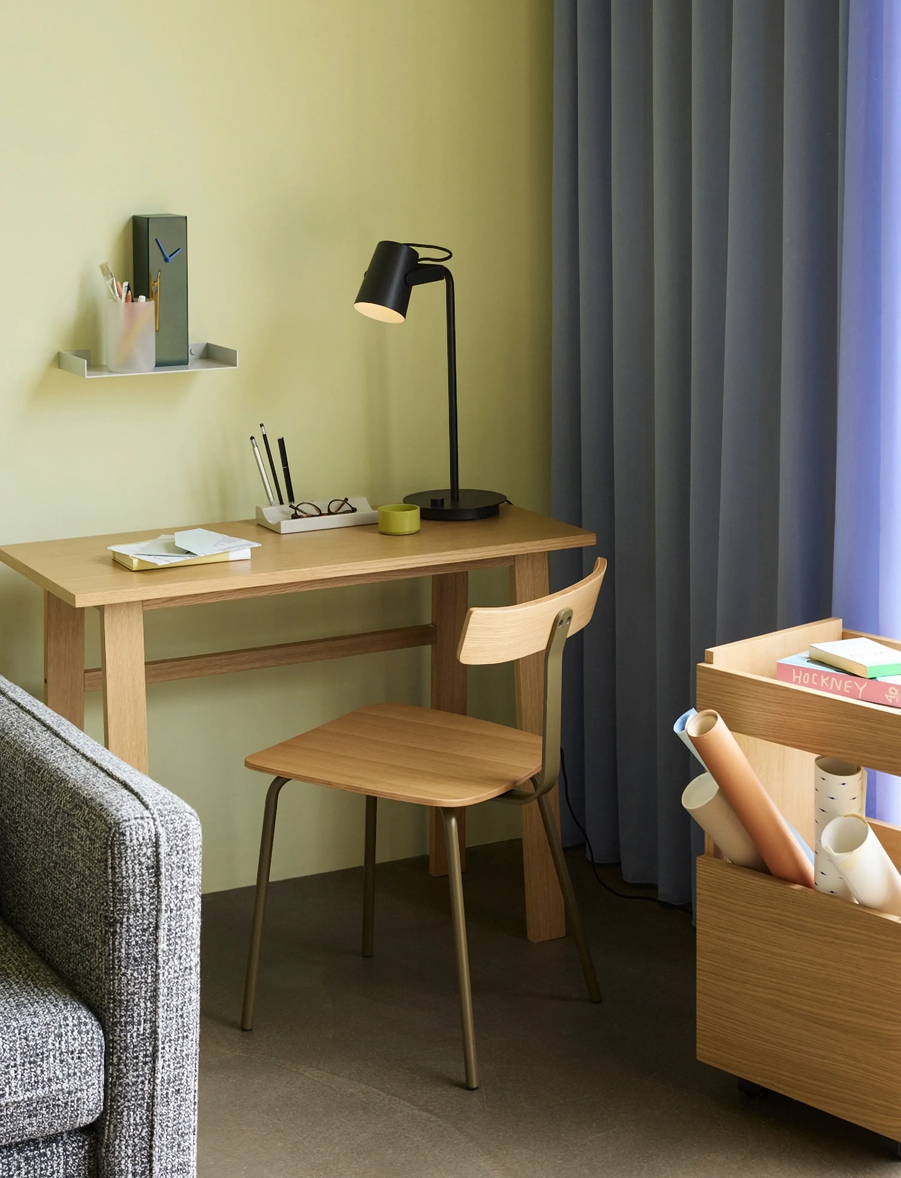 Hübsch - Hock Dining Chair Natural/Green - stolar - green,natural - 4