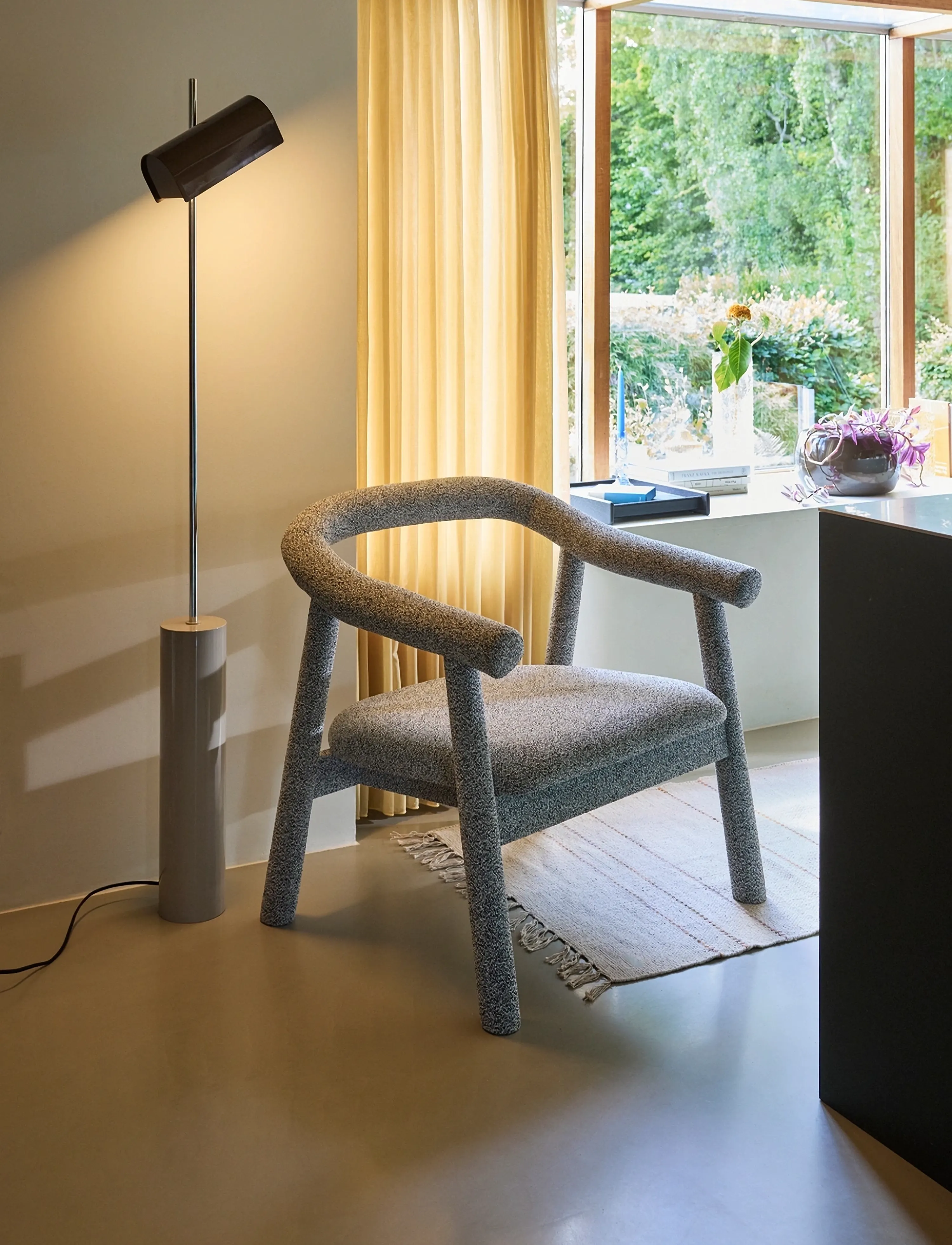 Hübsch - Ouli Lounge Chair Light Grey Melange - hægindastólar - white - 4